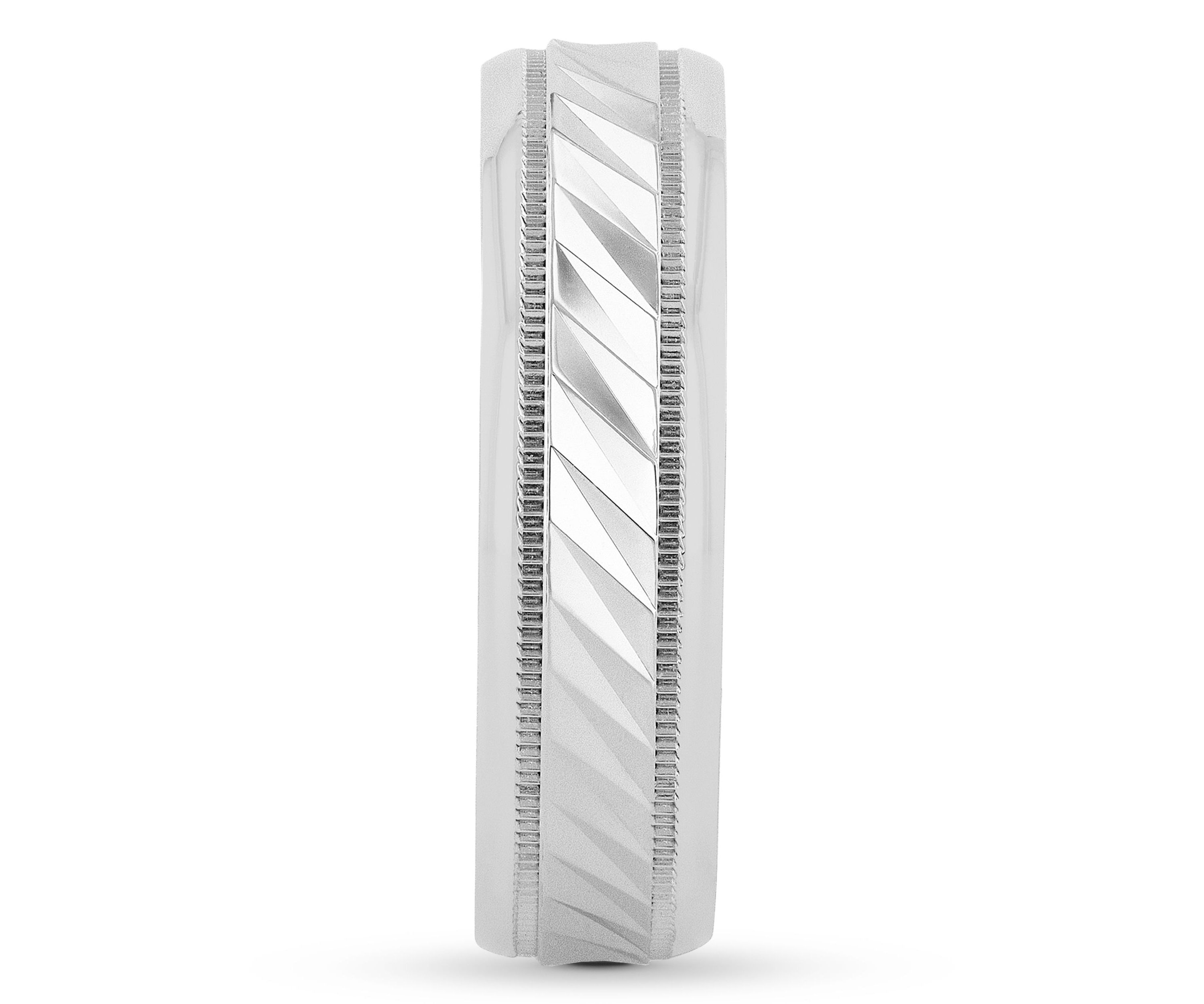 Grooved Milgrain 6 mm Wedding Band in .925 Sterling Silver