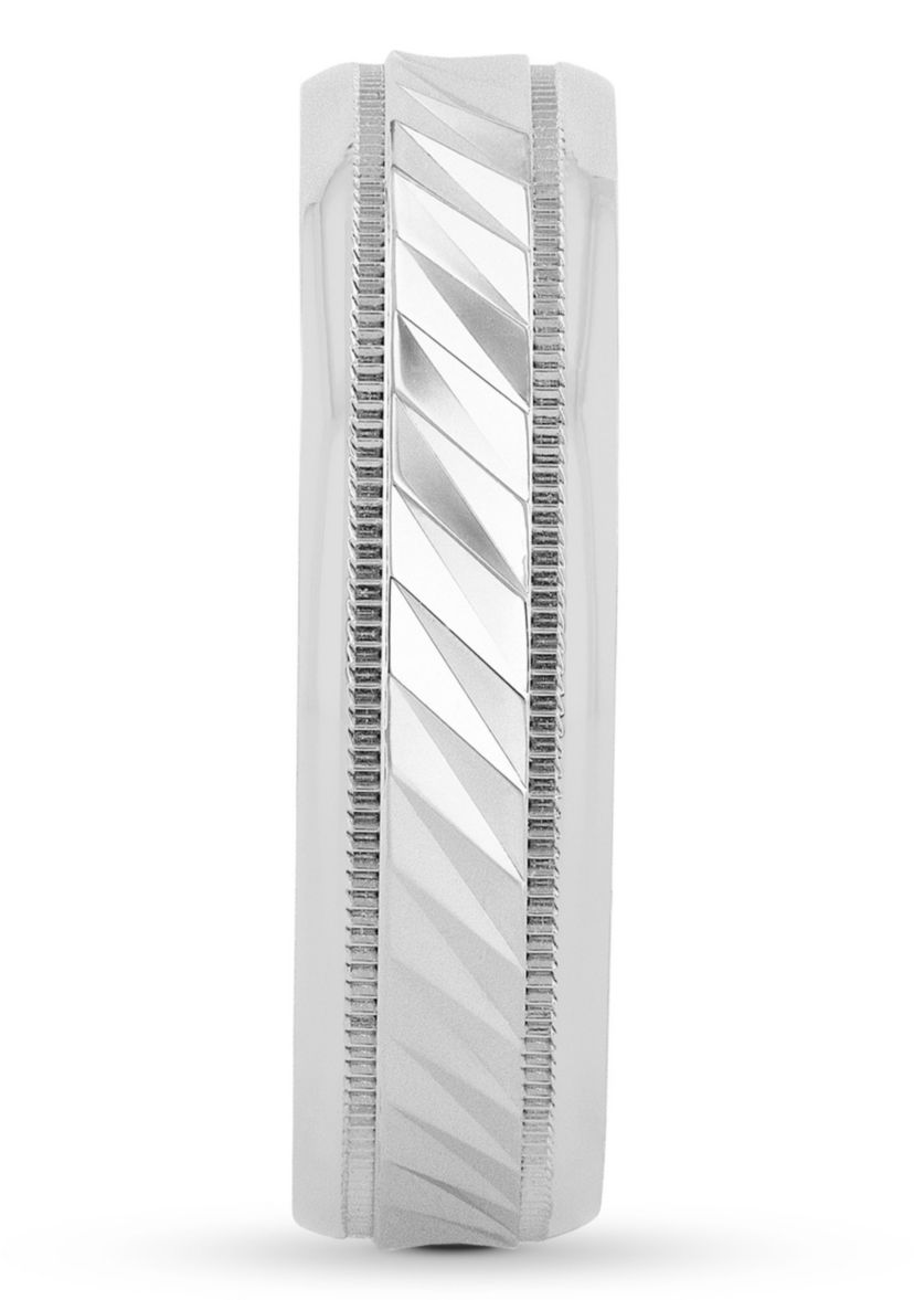 Grooved Milgrain 6 mm Wedding Band in .925 Sterling Silver