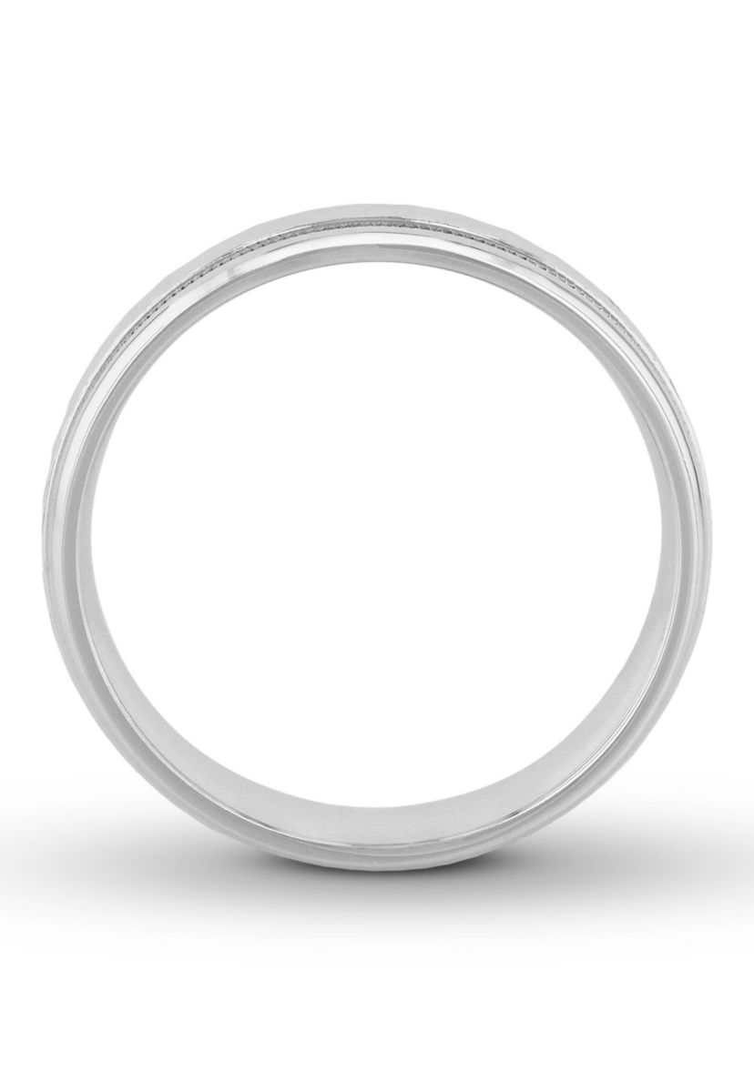 Grooved Milgrain 6 mm Wedding Band in .925 Sterling Silver
