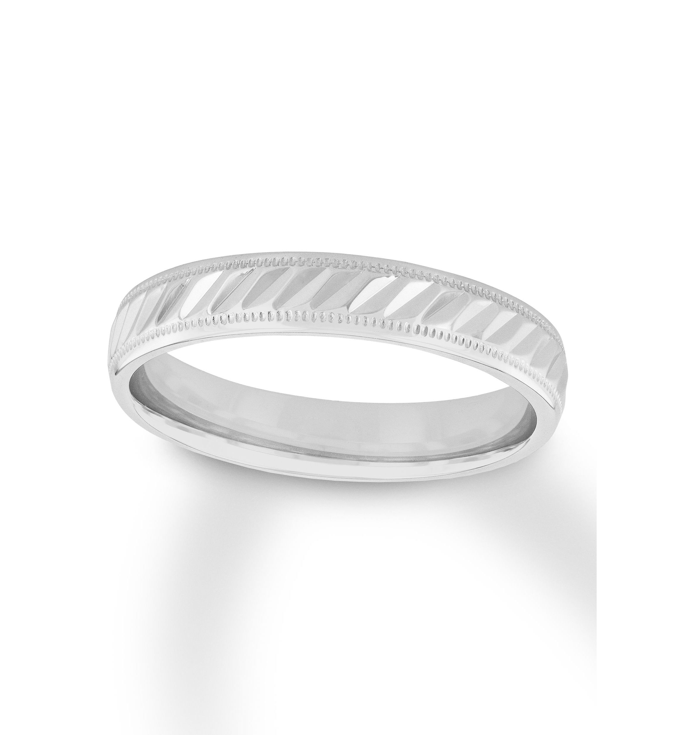 Grooved Milgrain 4 mm Wedding Band in .925 Sterling Silver