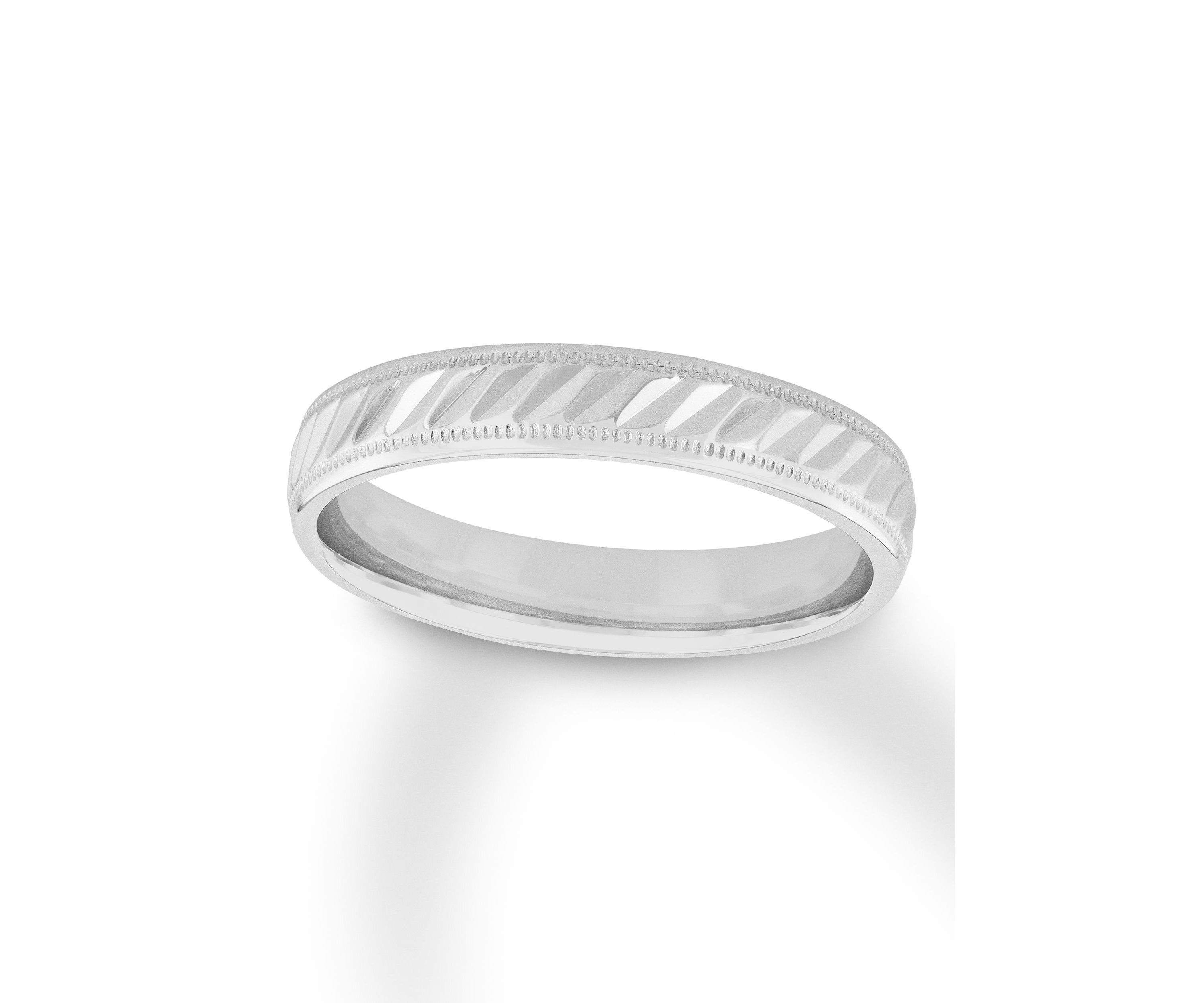 Grooved Milgrain 4 mm Wedding Band in .925 Sterling Silver