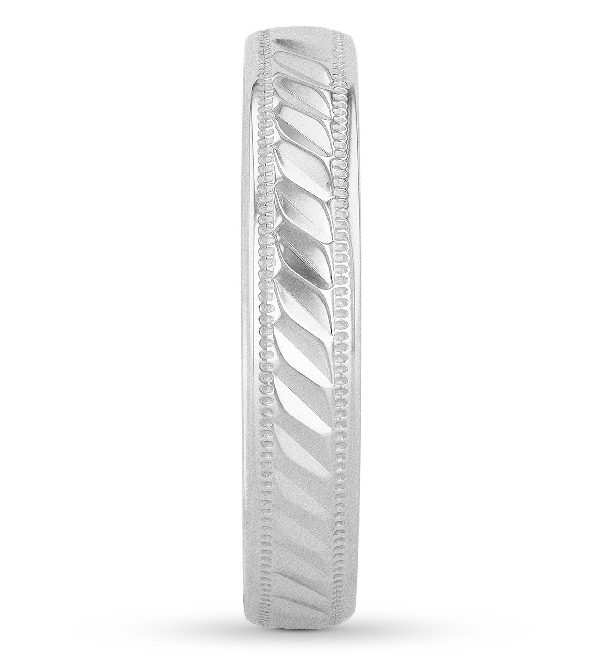 Grooved Milgrain 4 mm Wedding Band in .925 Sterling Silver