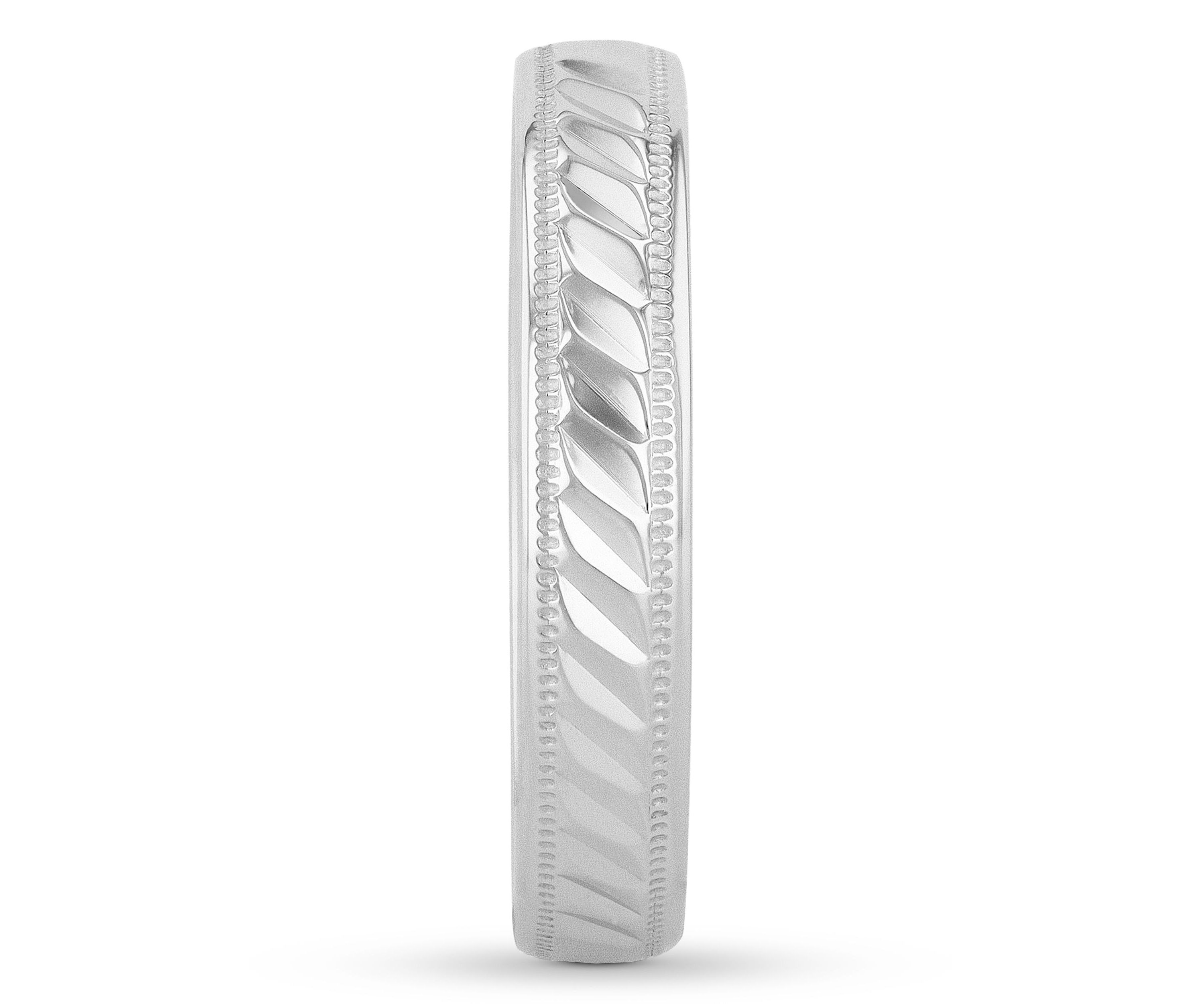 Grooved Milgrain 4 mm Wedding Band in .925 Sterling Silver