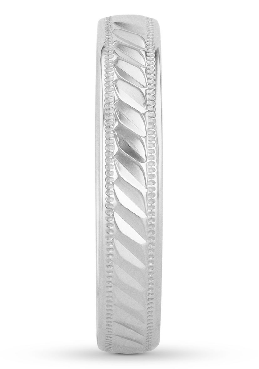 Grooved Milgrain 4 mm Wedding Band in .925 Sterling Silver