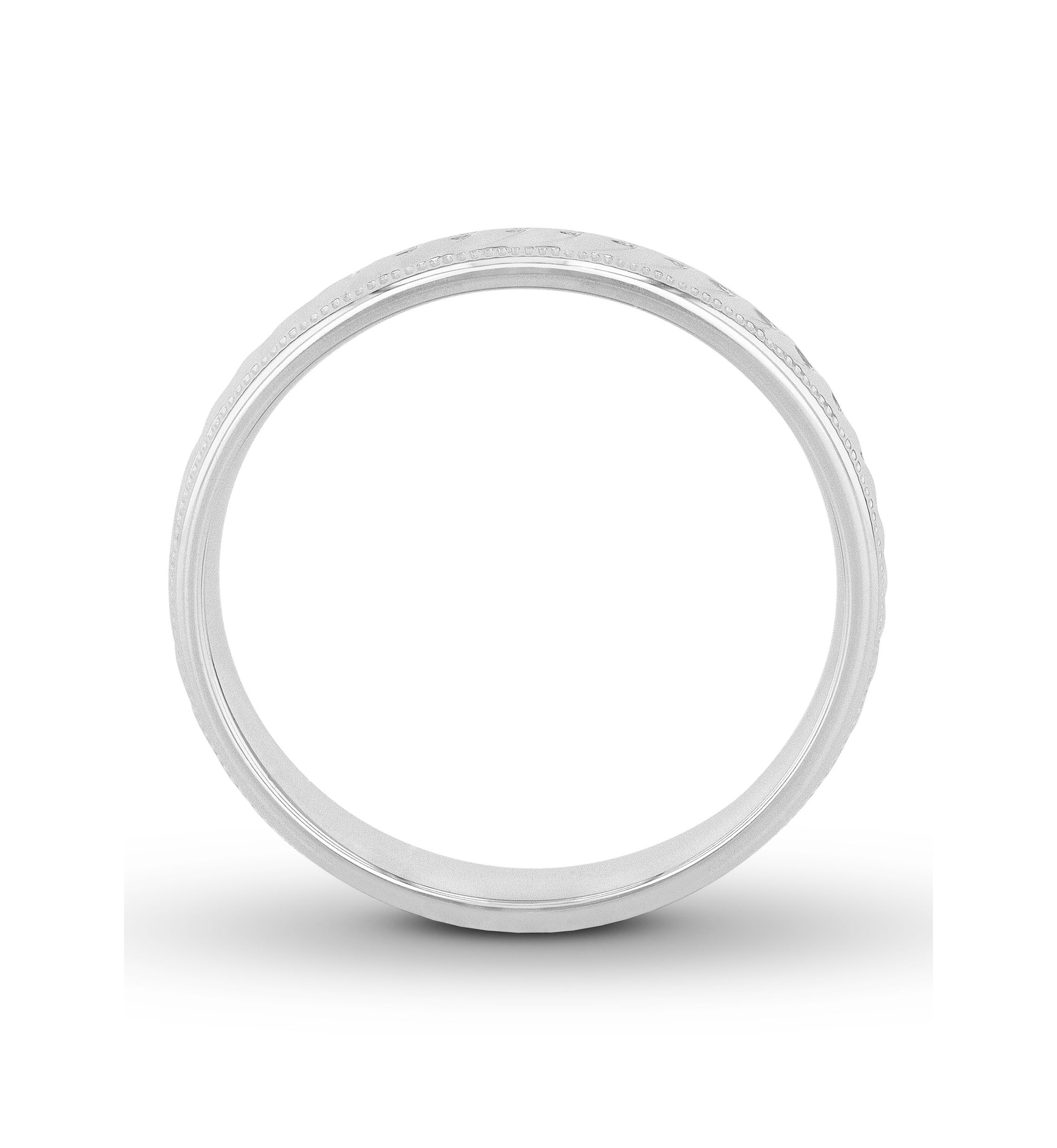 Grooved Milgrain 4 mm Wedding Band in .925 Sterling Silver