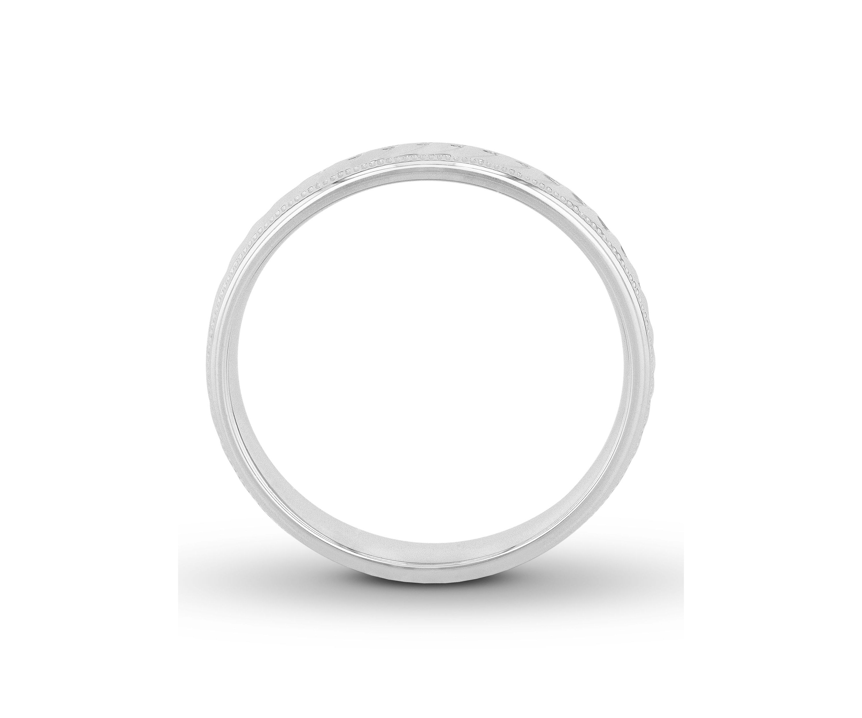 Grooved Milgrain 4 mm Wedding Band in .925 Sterling Silver