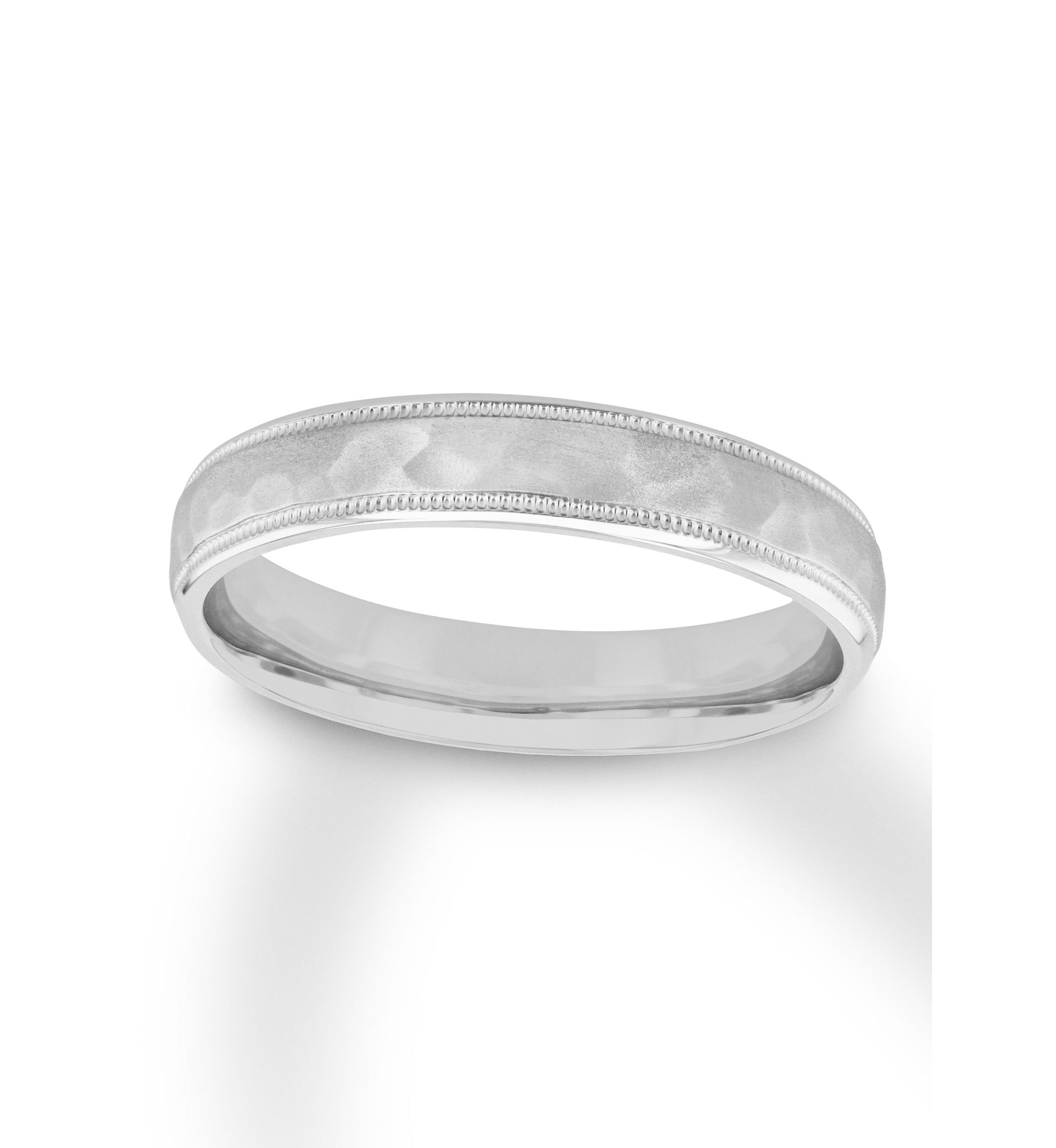 Hammered Milgrain 4 mm Wedding Band in .925 Sterling Silver