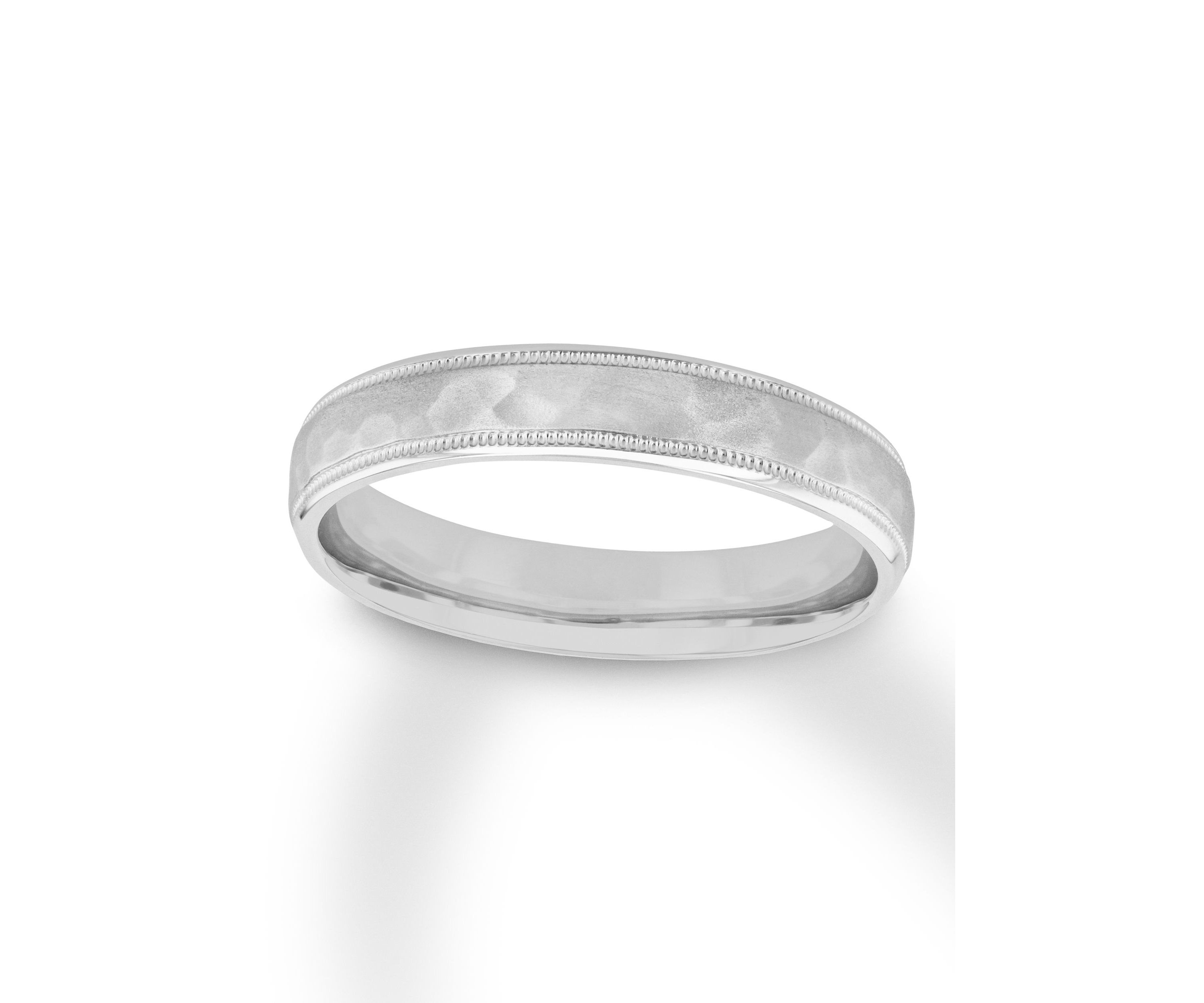 Hammered Milgrain 4 mm Wedding Band in .925 Sterling Silver