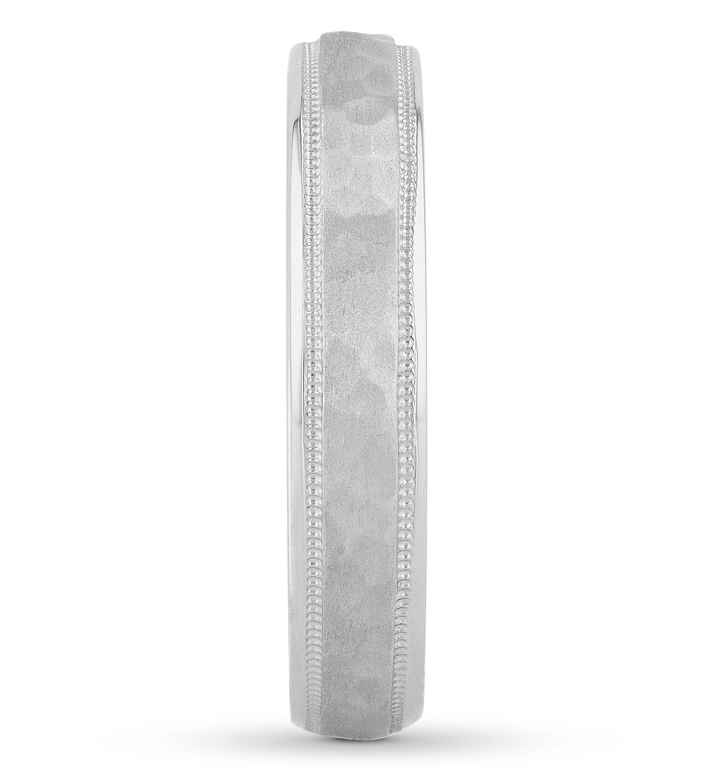 Hammered Milgrain 4 mm Wedding Band in .925 Sterling Silver