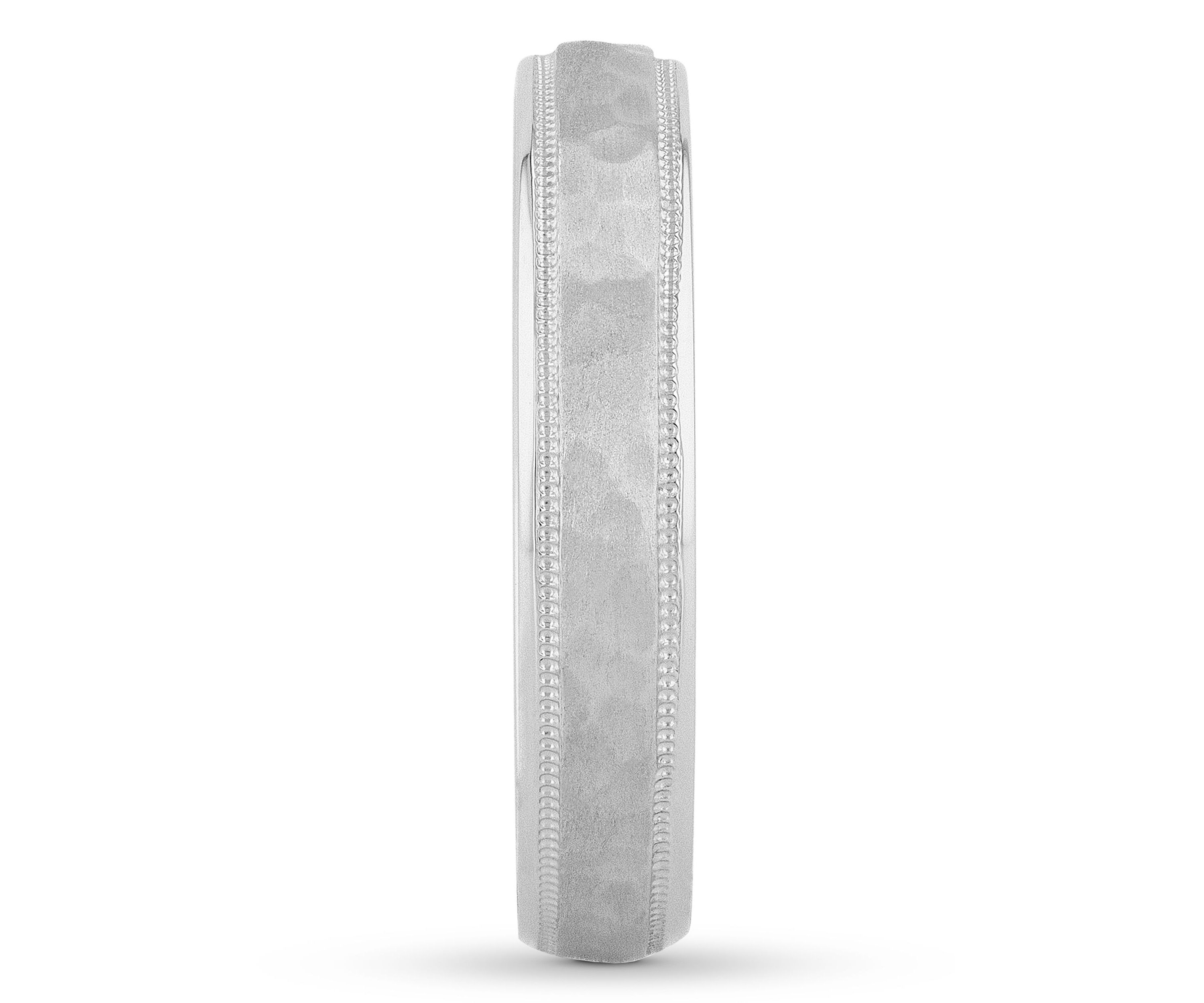 Hammered Milgrain 4 mm Wedding Band in .925 Sterling Silver