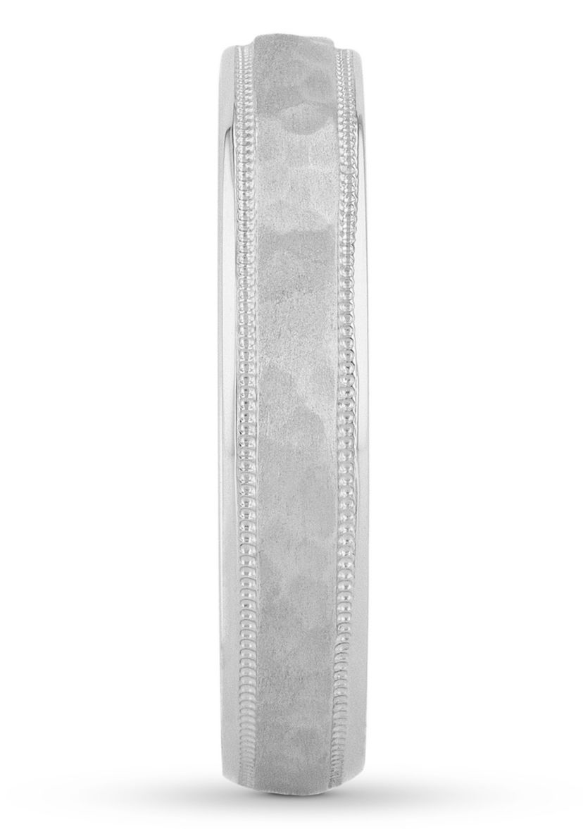 Hammered Milgrain 4 mm Wedding Band in .925 Sterling Silver