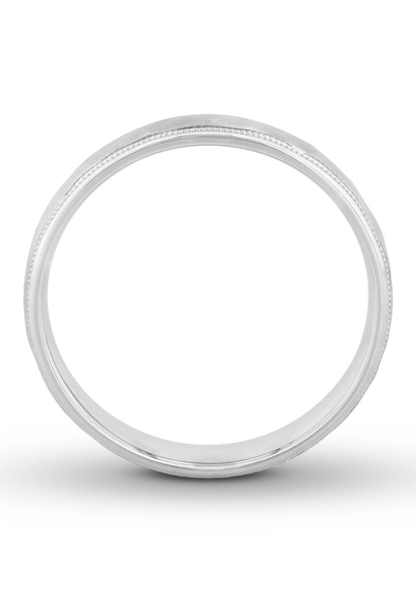 Hammered Milgrain 4 mm Wedding Band in .925 Sterling Silver