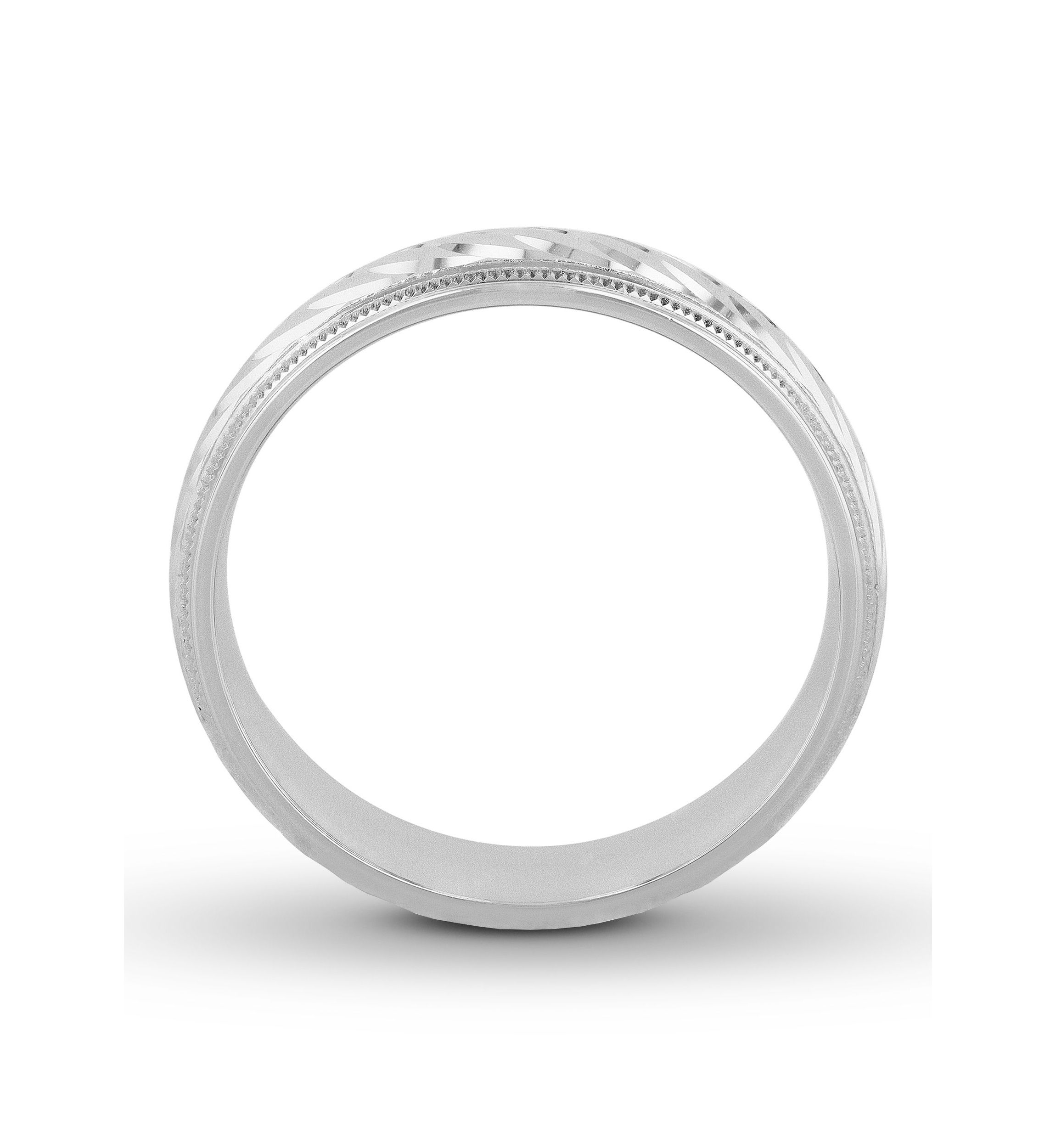 Swirl Cut Milgrain 6 mm Wedding Band in .925 Sterling Silver