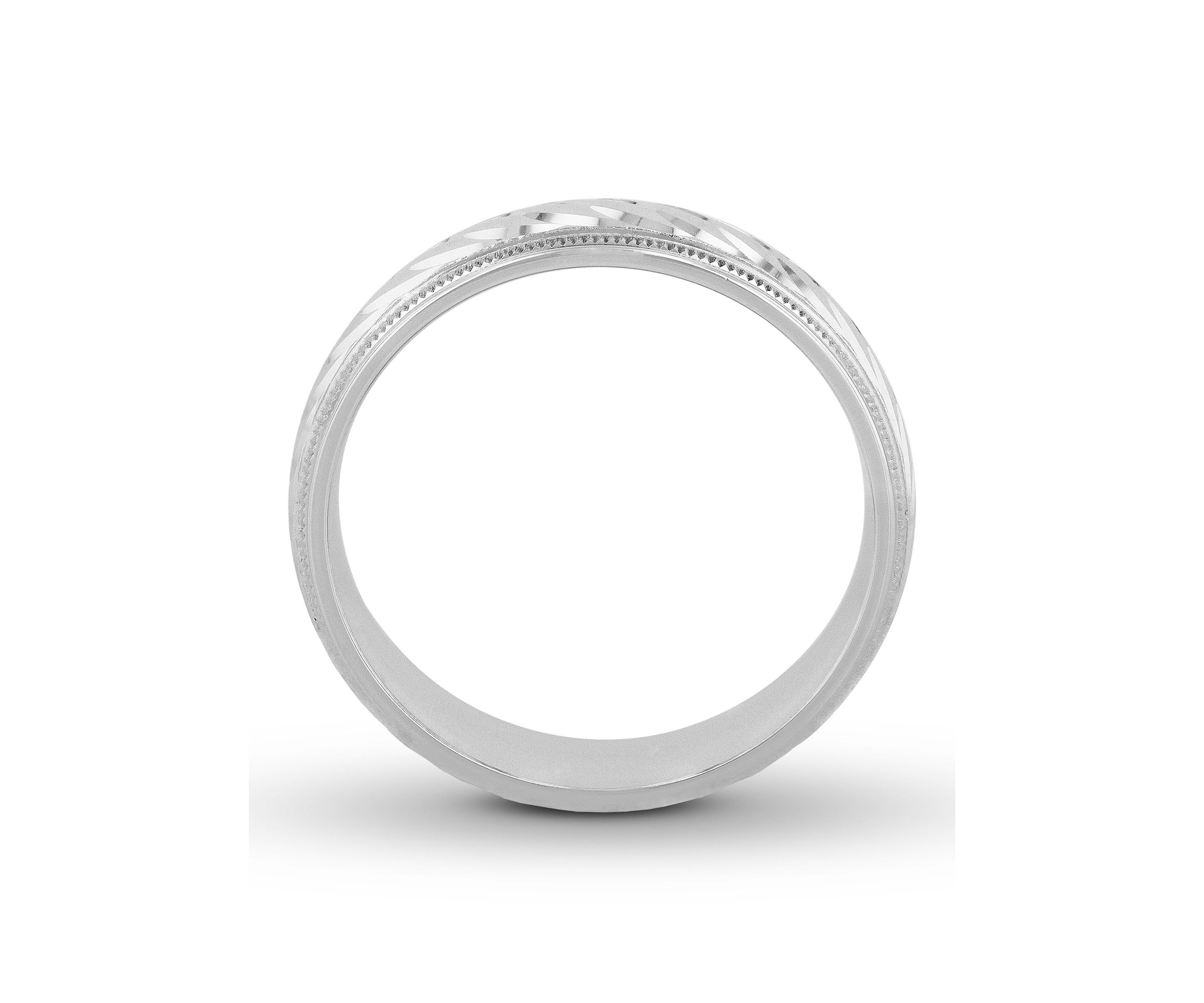 Swirl Cut Milgrain 6 mm Wedding Band in .925 Sterling Silver