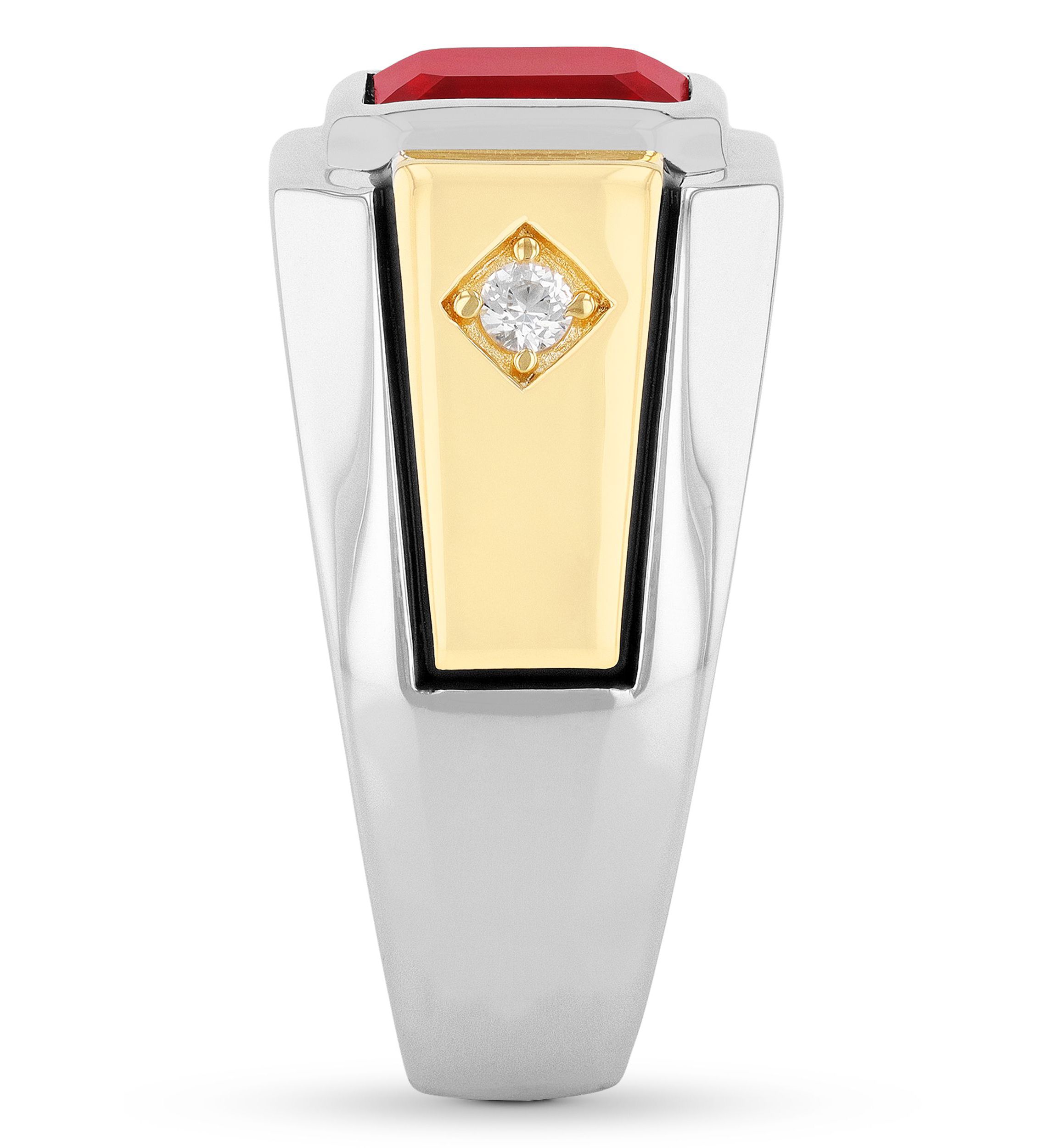 Lab Created Created Ruby and Sapphire Cocktail Ring in Two-Tone .925 Sterling Silver