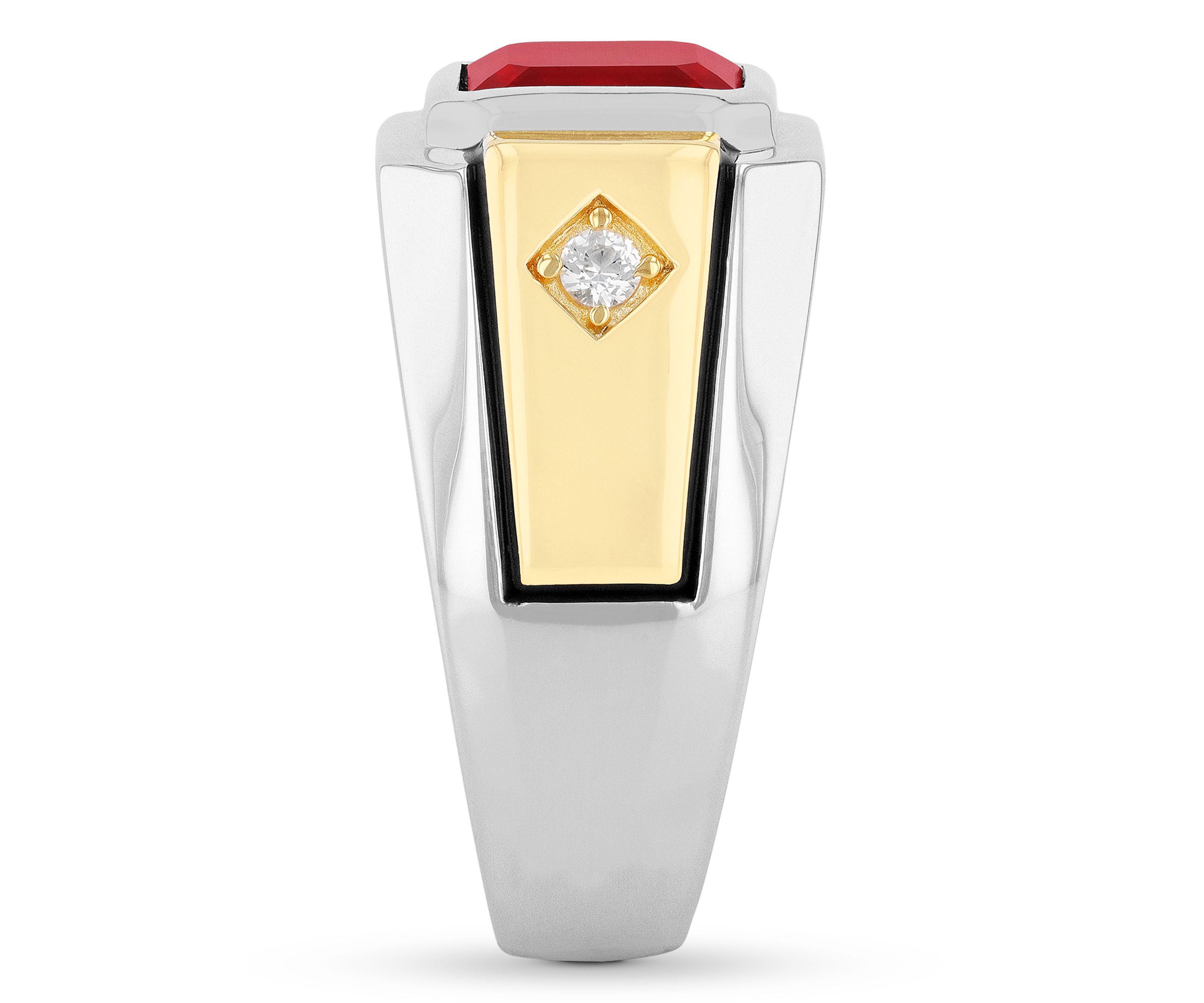 Lab Created Created Ruby and Sapphire Cocktail Ring in Two-Tone .925 Sterling Silver