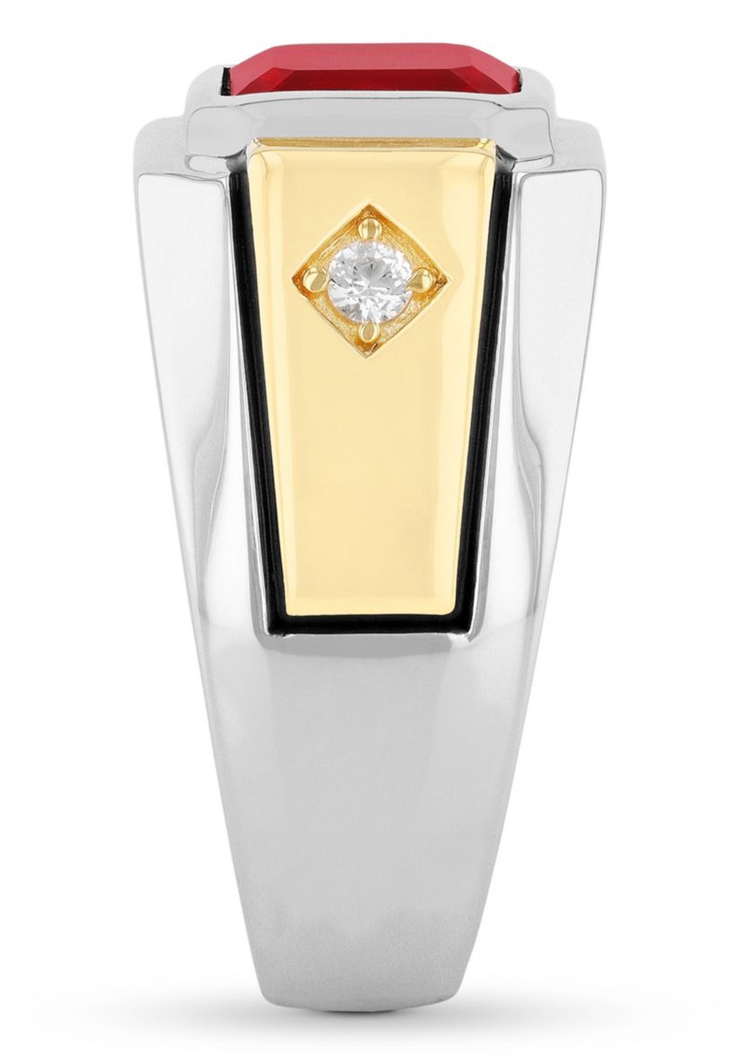 Lab Created Created Ruby and Sapphire Cocktail Ring in Two-Tone .925 Sterling Silver