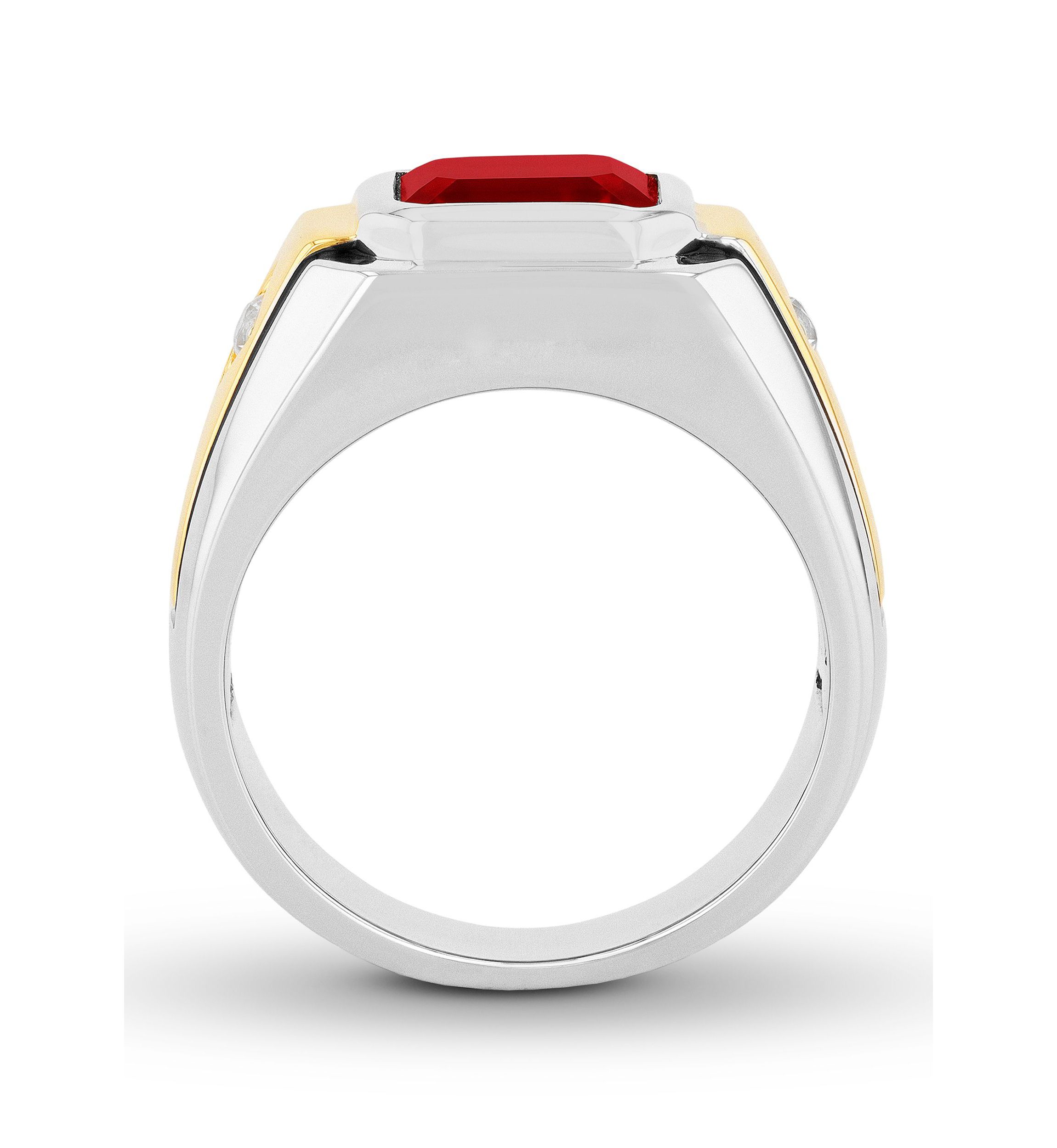 Lab Created Created Ruby and Sapphire Cocktail Ring in Two-Tone .925 Sterling Silver