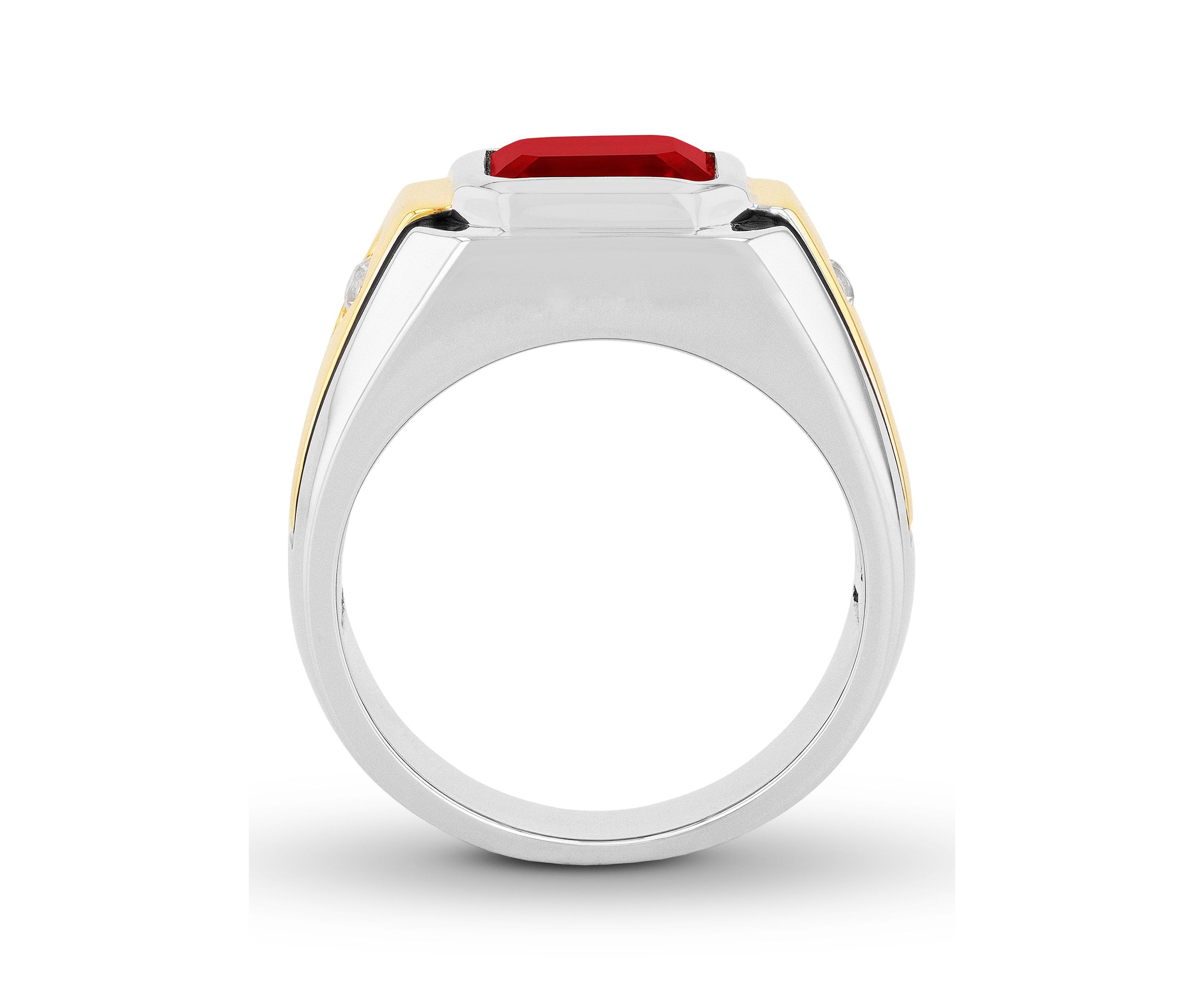 Lab Created Created Ruby and Sapphire Cocktail Ring in Two-Tone .925 Sterling Silver