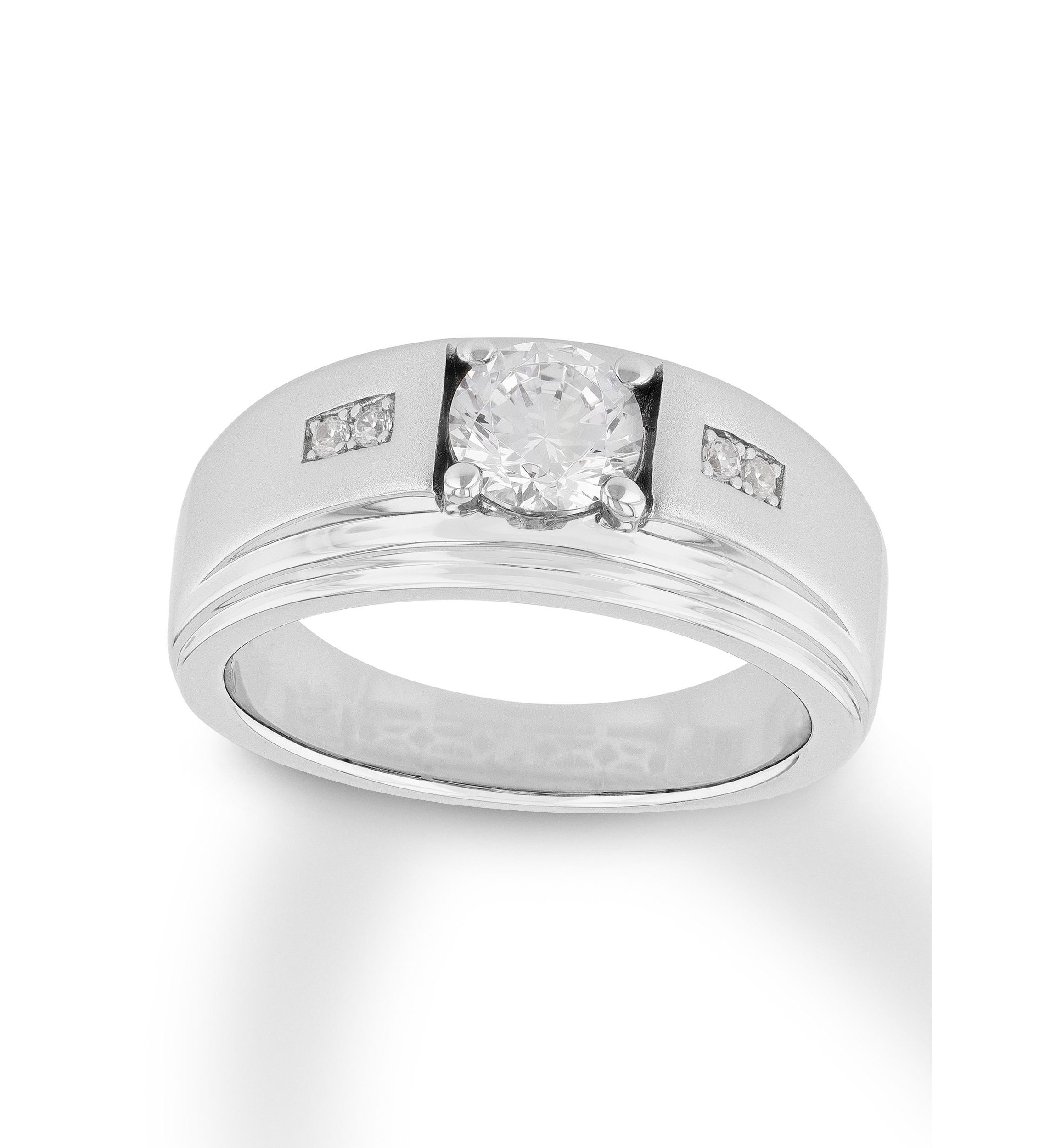 Lab Created Cubic Zirconia Solitaire Ring in .925 Sterling Silver
