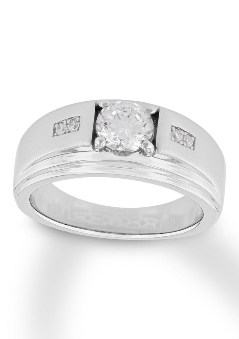 Lab Created Cubic Zirconia Solitaire Ring in .925 Sterling Silver