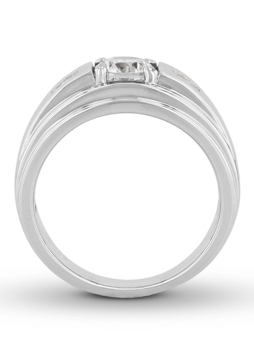 Lab Created Cubic Zirconia Solitaire Ring in .925 Sterling Silver