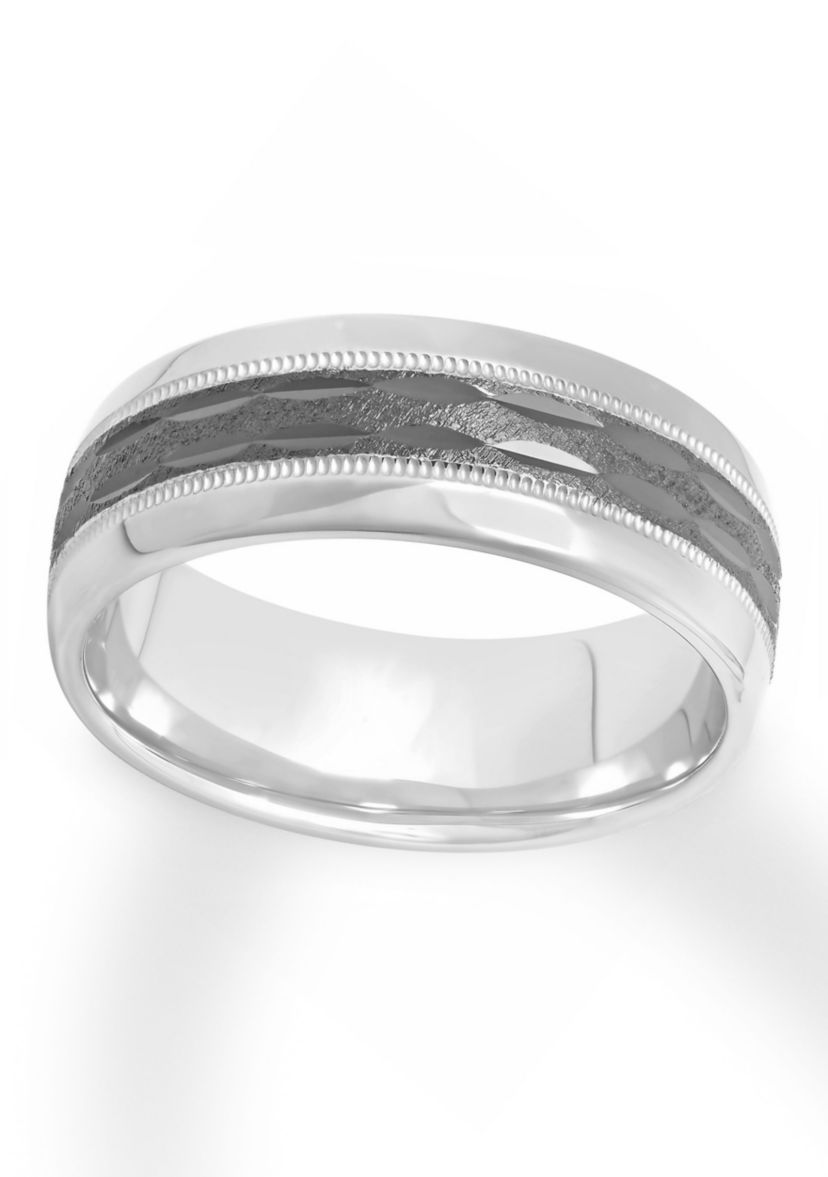 Gunmetal Gray Notched 8 mm Wedding Band in .925 Sterling Silver