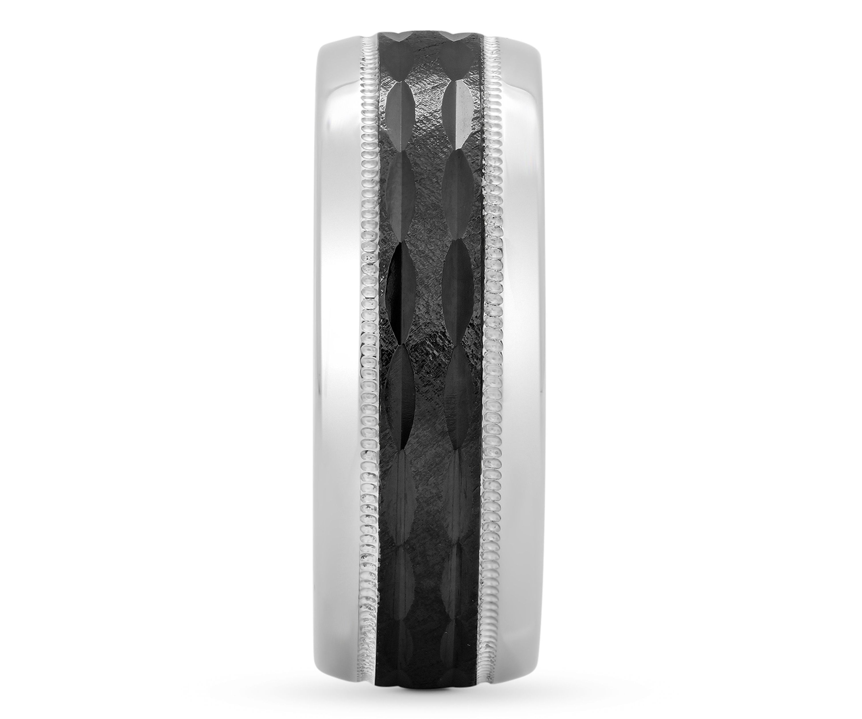 Gunmetal Gray Notched 8 mm Wedding Band in .925 Sterling Silver