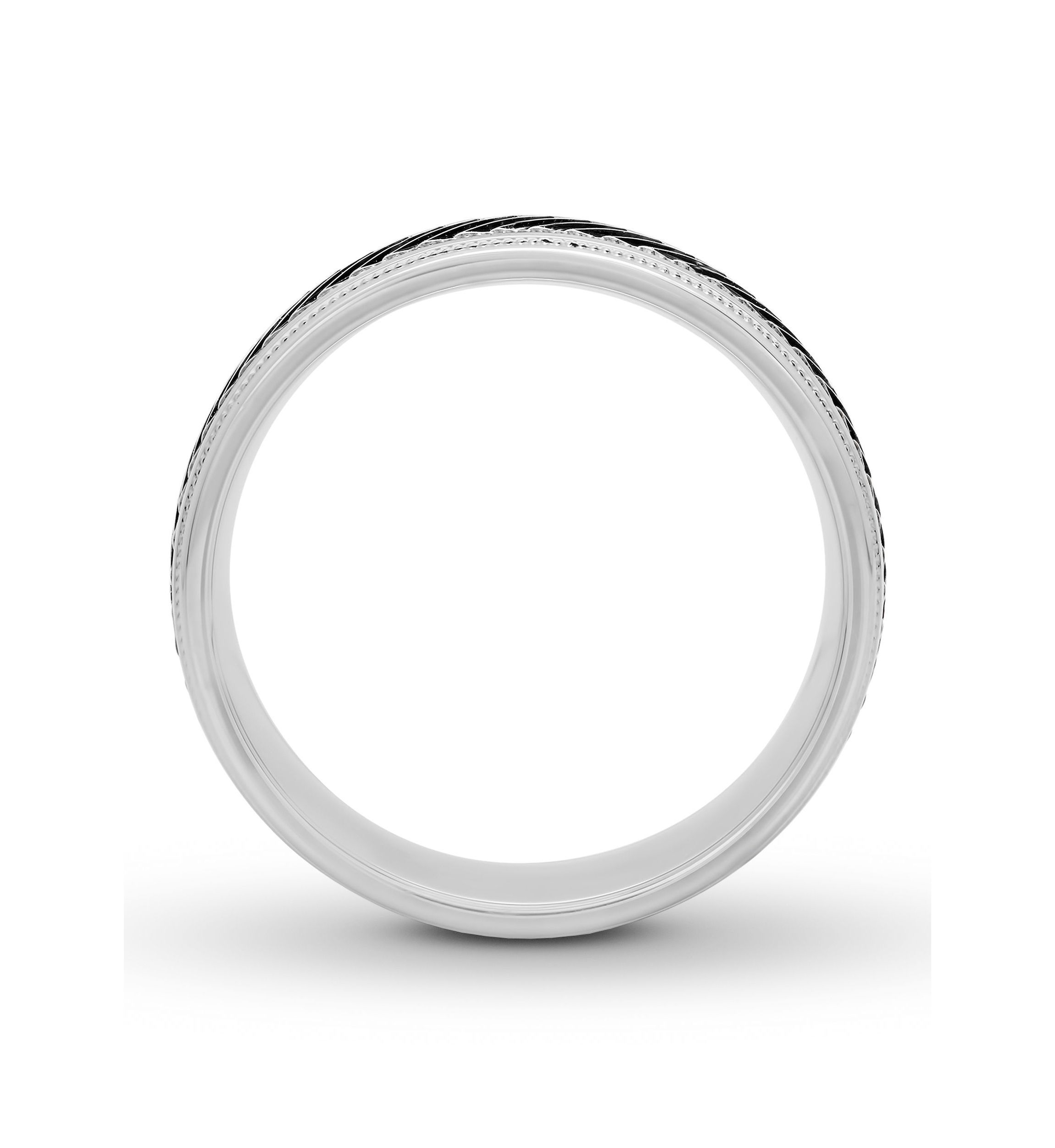 Gunmetal Gray Pleated 8 mm Wedding Band in .925 Sterling Silver
