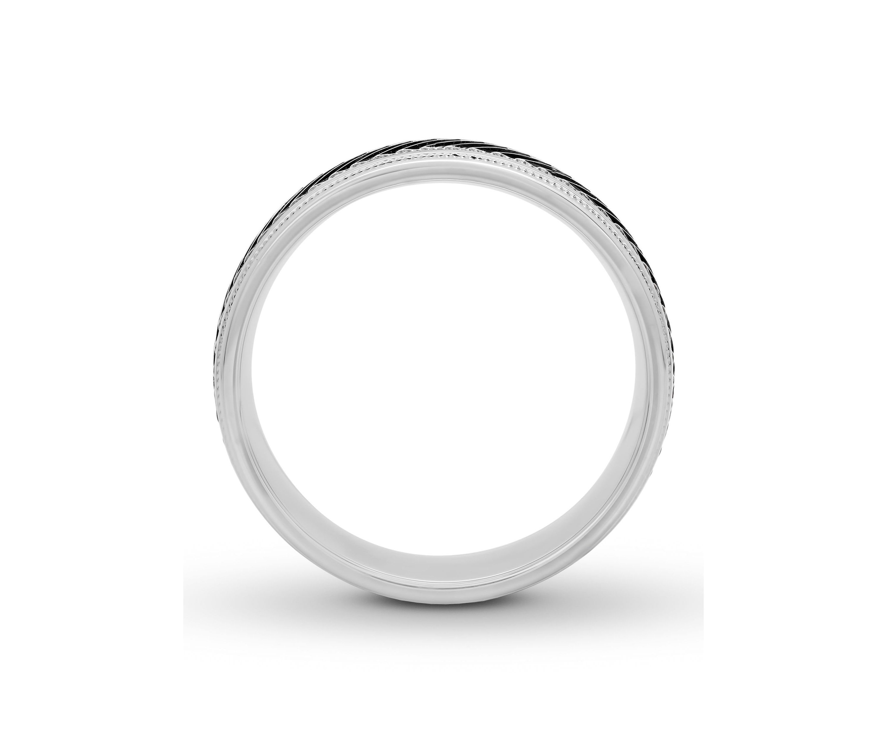 Gunmetal Gray Pleated 8 mm Wedding Band in .925 Sterling Silver