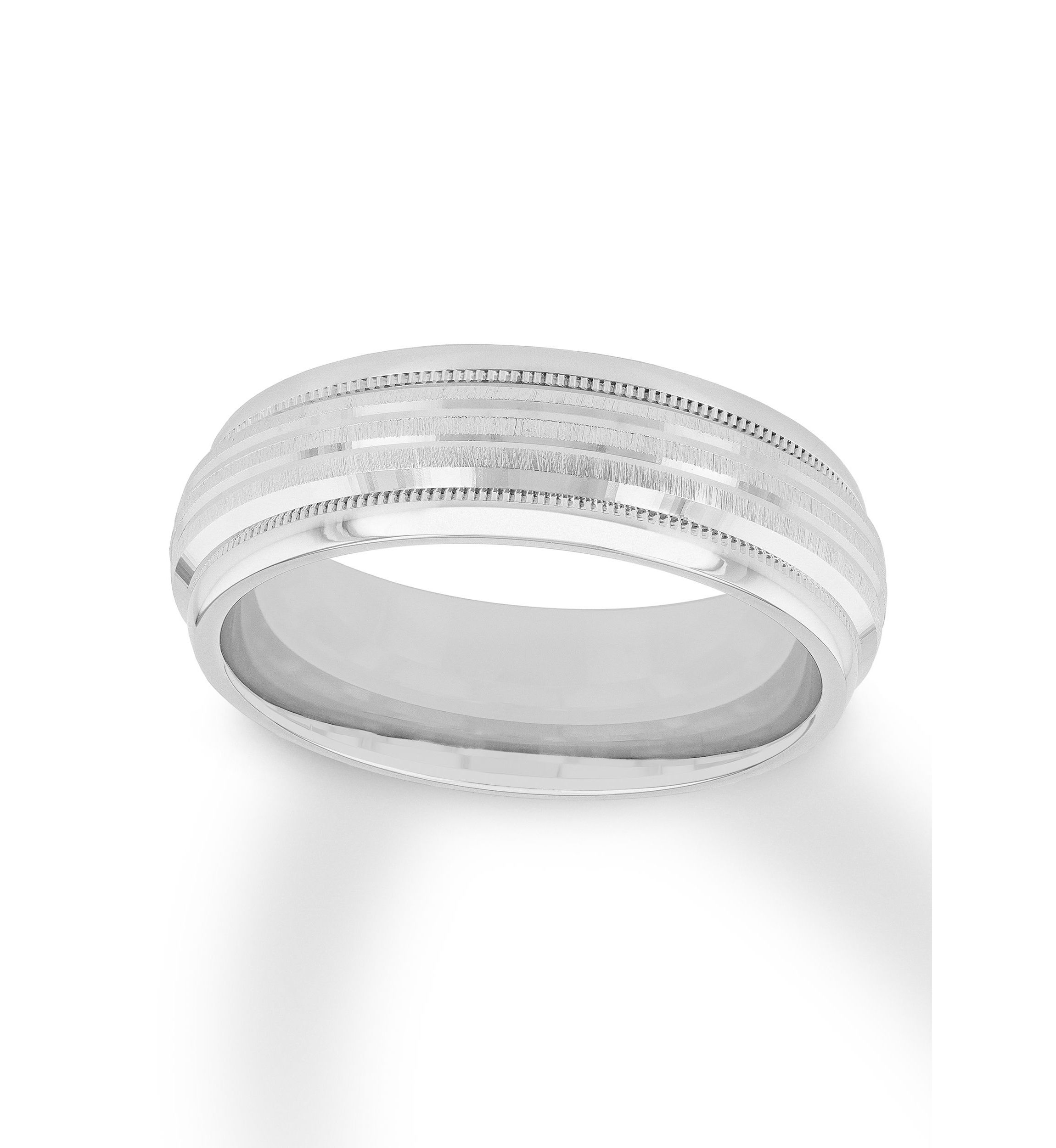 Grooved Milgrain 7 mm Wedding Band in .925 Sterling Silver
