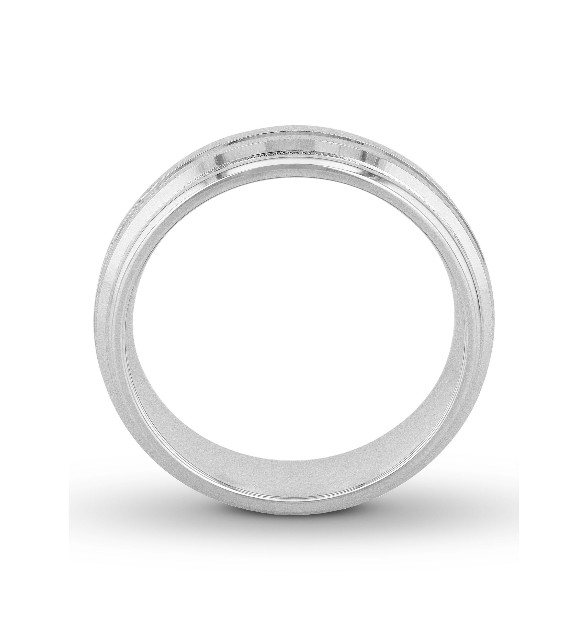 Grooved Milgrain 7 mm Wedding Band in .925 Sterling Silver