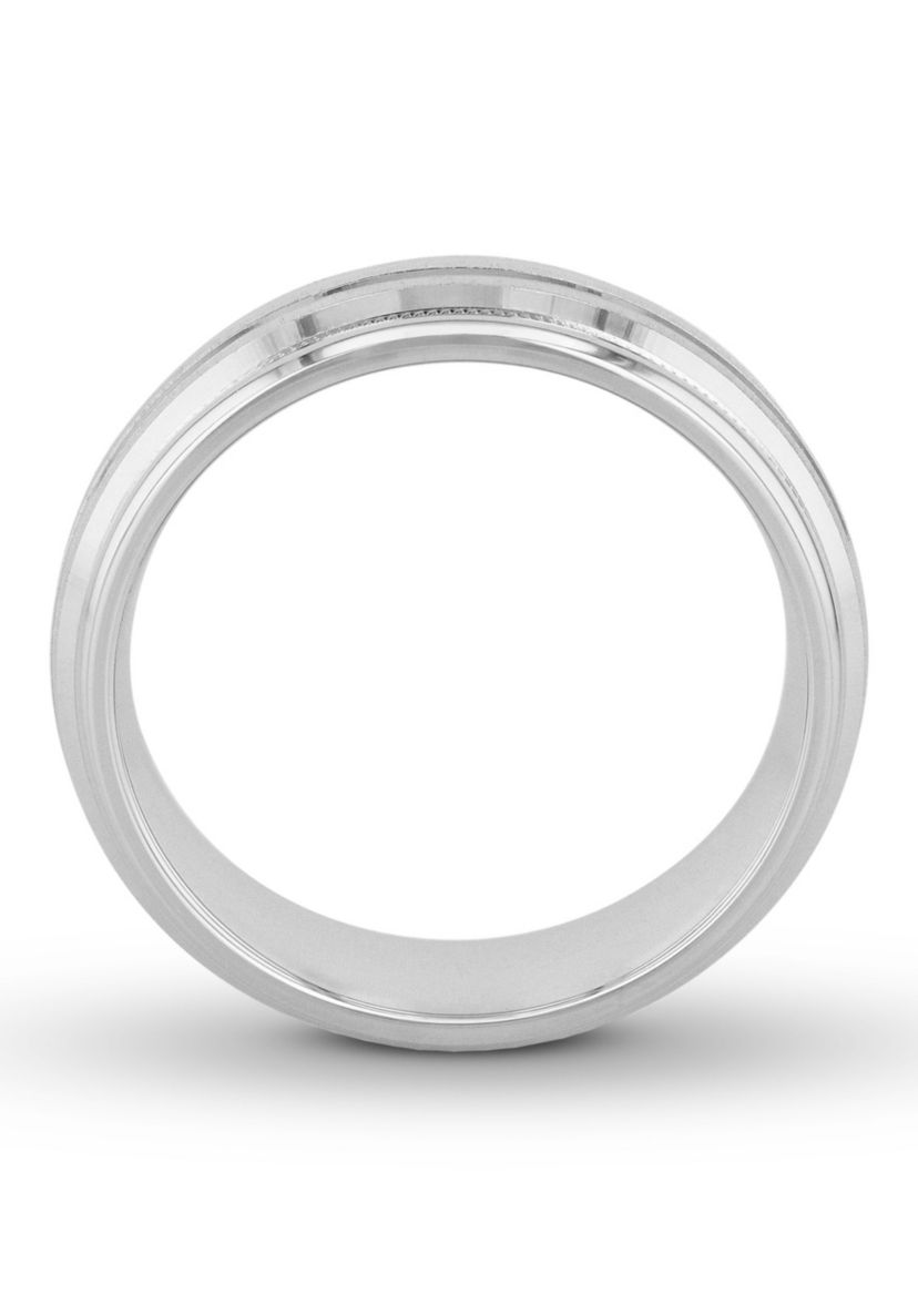 Grooved Milgrain 7 mm Wedding Band in .925 Sterling Silver