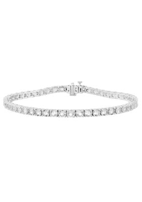 Belk & Co Men's White Topaz & .925 Sterling Silver 4MM Tennis Bracelet