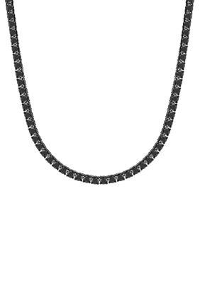 Belk & Co Men's Black Spinel and .925 Sterling Silver 3MM Tennis Necklace with Oxidized Finish
