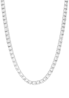 Belk & Co Men's White Topaz and .925 Sterling Silver 3MM Tennis Necklace