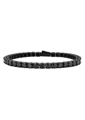Belk & Co Men's Black Spinel and .925 Sterling Silver 4MM Tennis Bracelet
