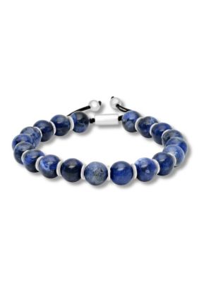 Belk & Co Men's Blue Sodalite Bead and .925 Sterling Silver Bolo Bracelet