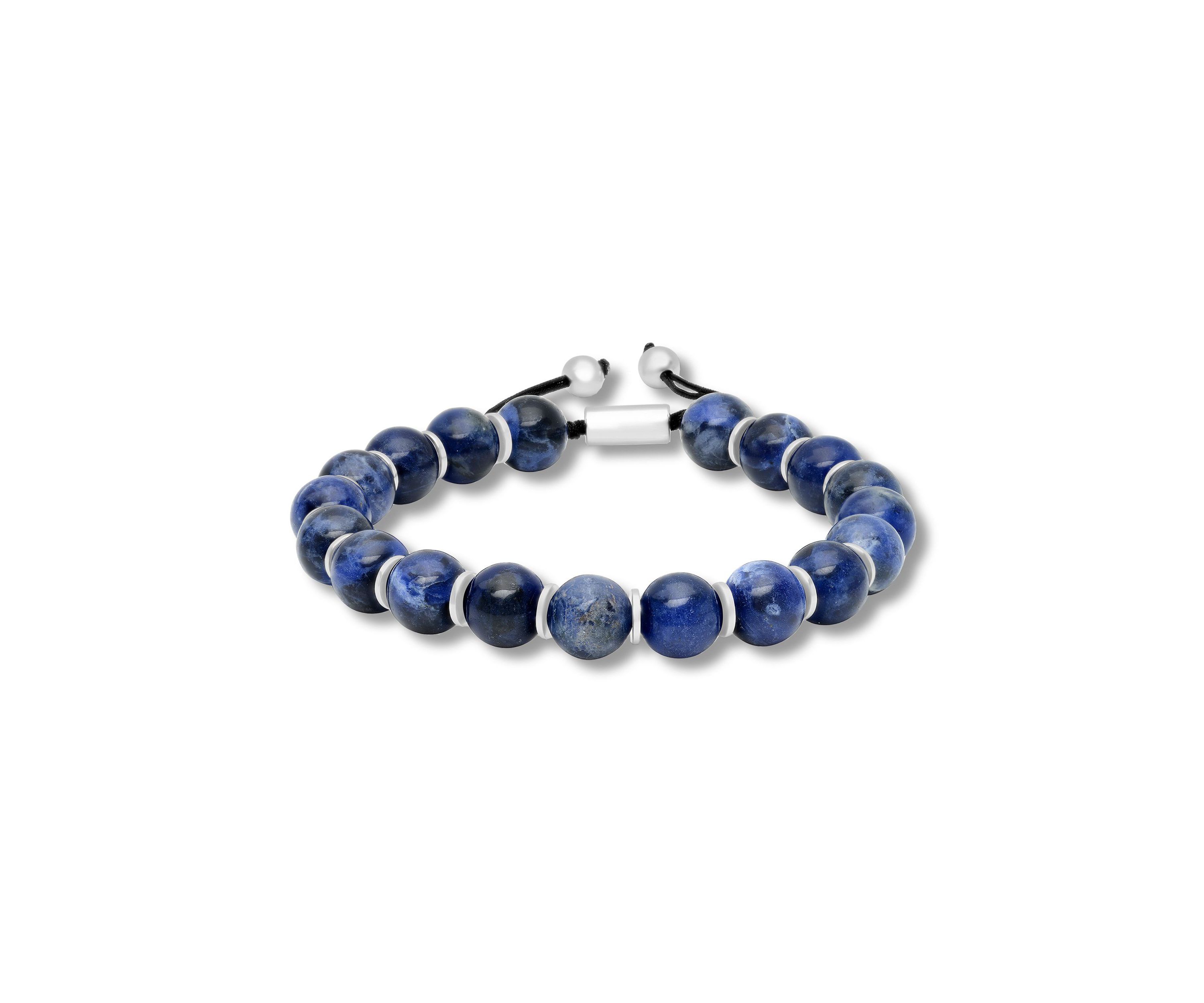 Blue Sodalite Bead and .925 Sterling Silver Bolo Bracelet