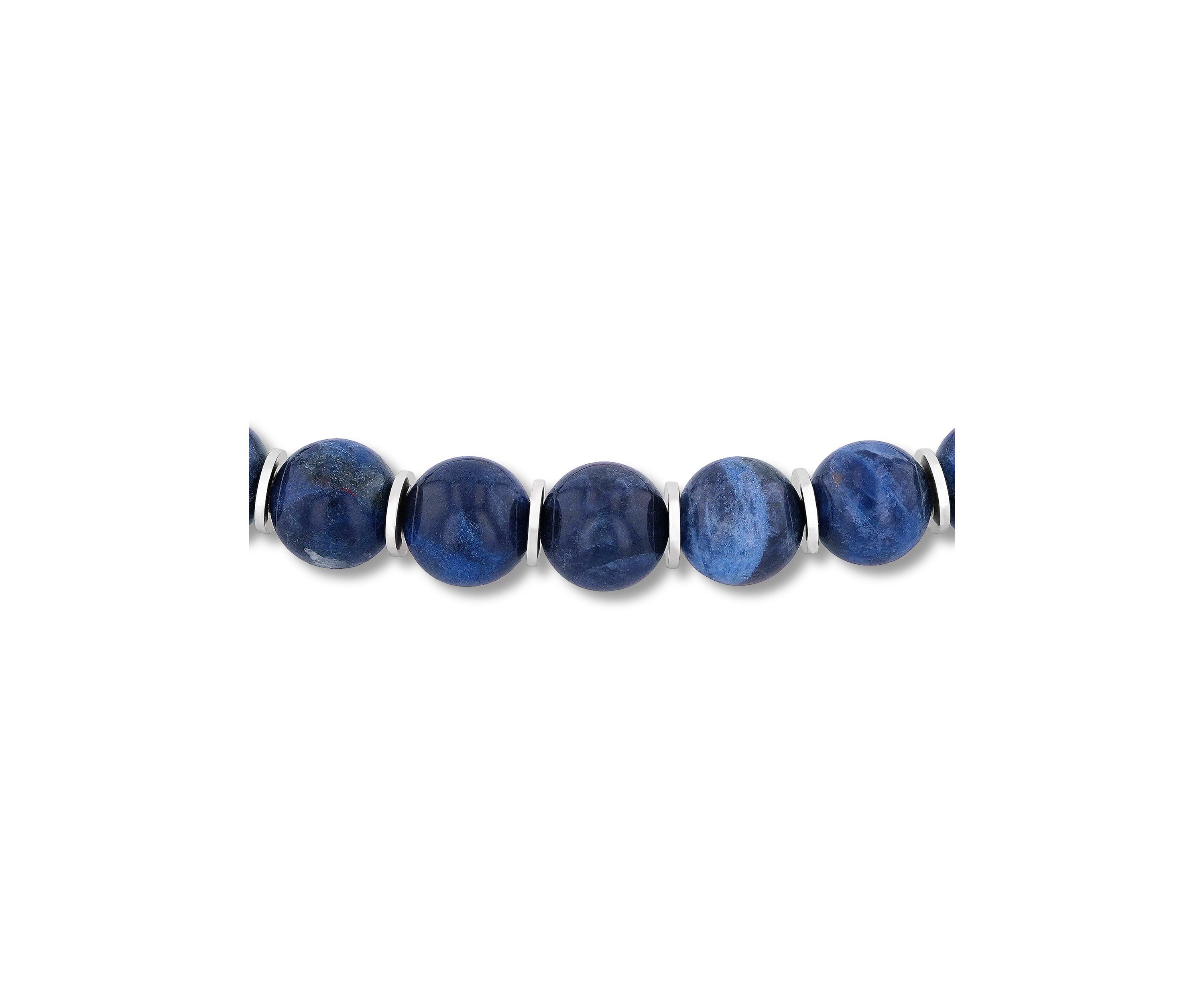 Blue Sodalite Bead and .925 Sterling Silver Bolo Bracelet