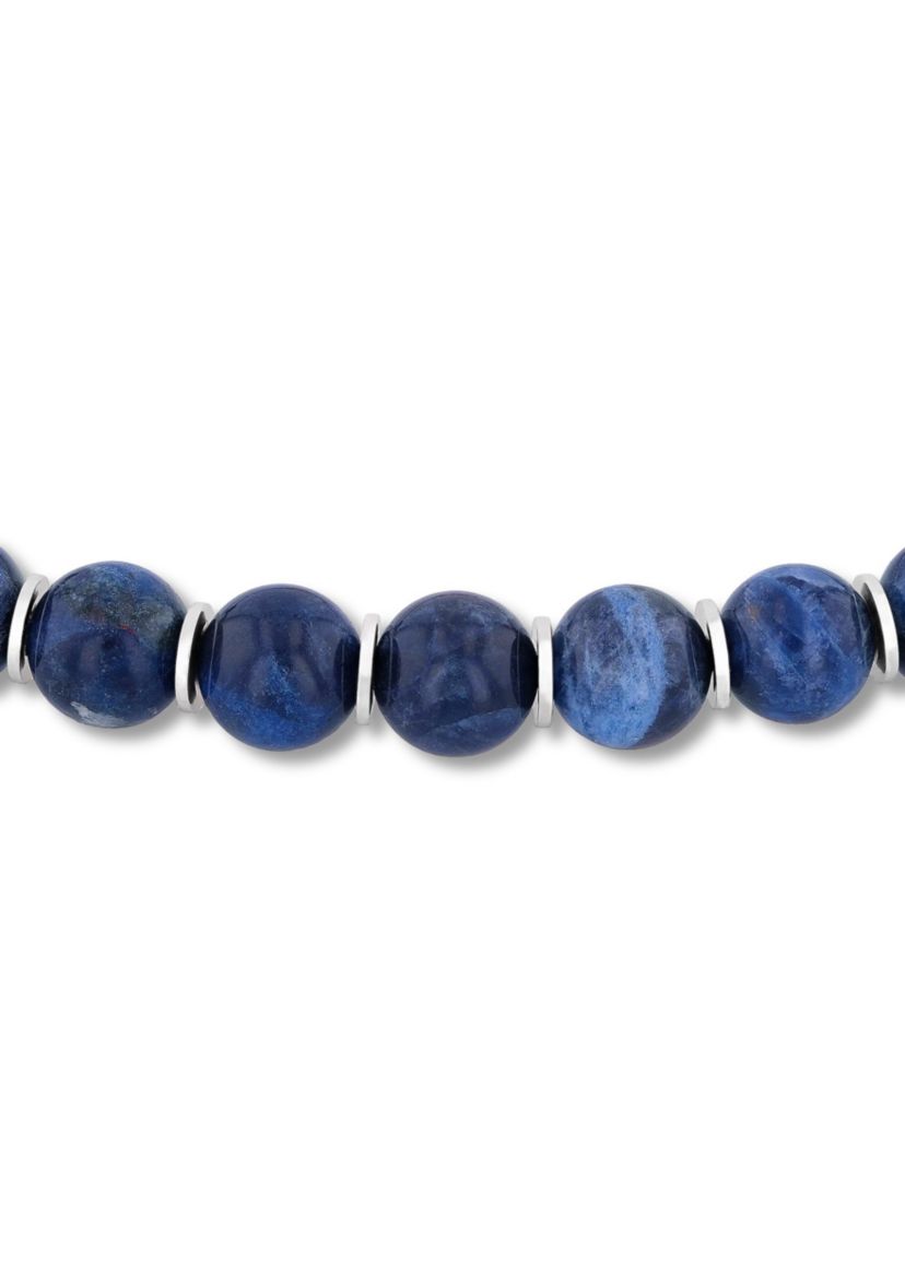 Blue Sodalite Bead and .925 Sterling Silver Bolo Bracelet