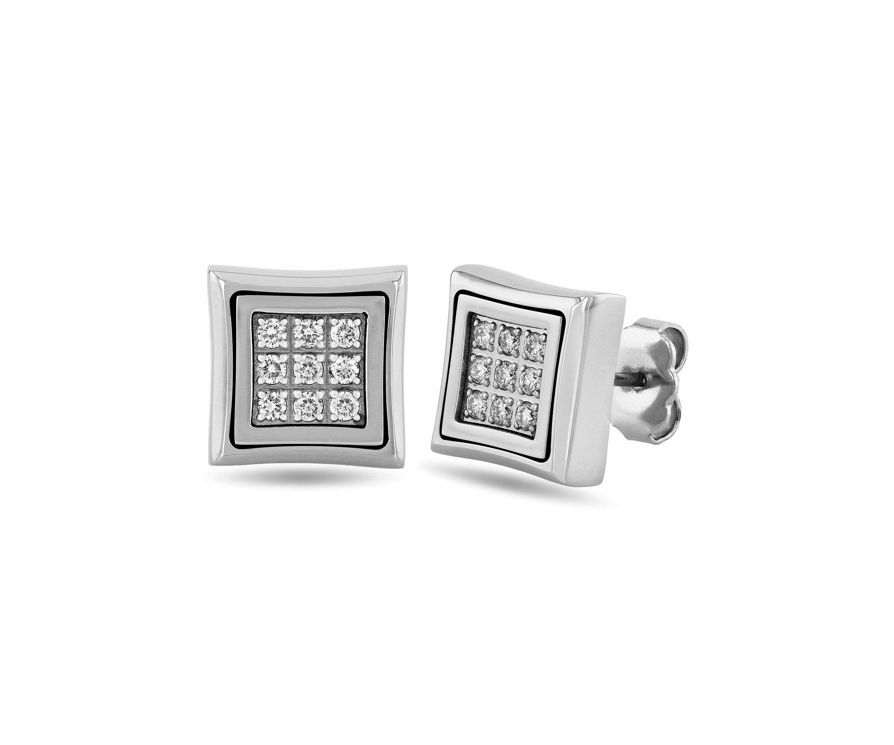 Lab Created 1/4CTW Lab Grown Diamond Mens Stainless Steel Stud Earrings