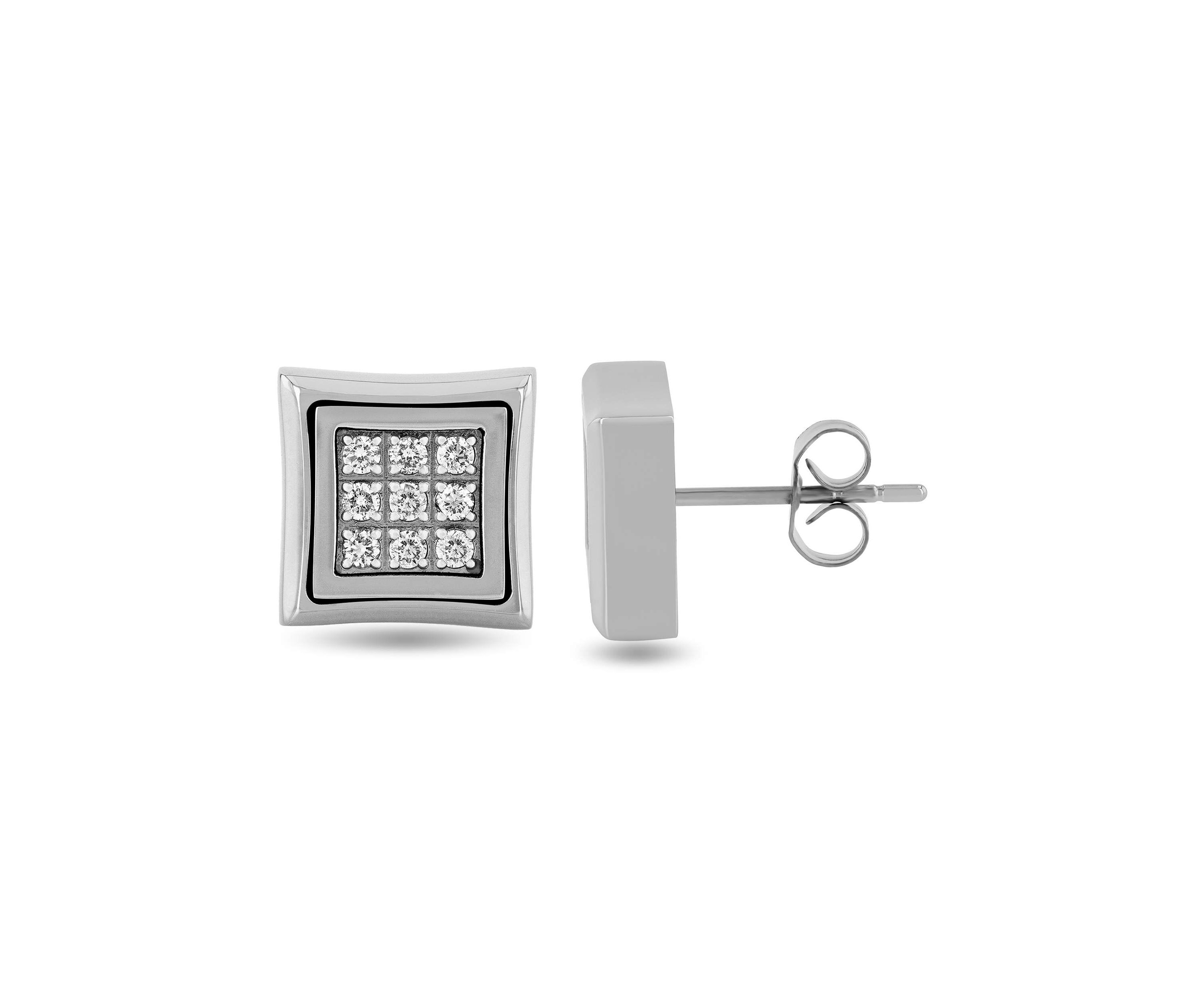 Lab Created 1/4CTW Lab Grown Diamond Mens Stainless Steel Stud Earrings