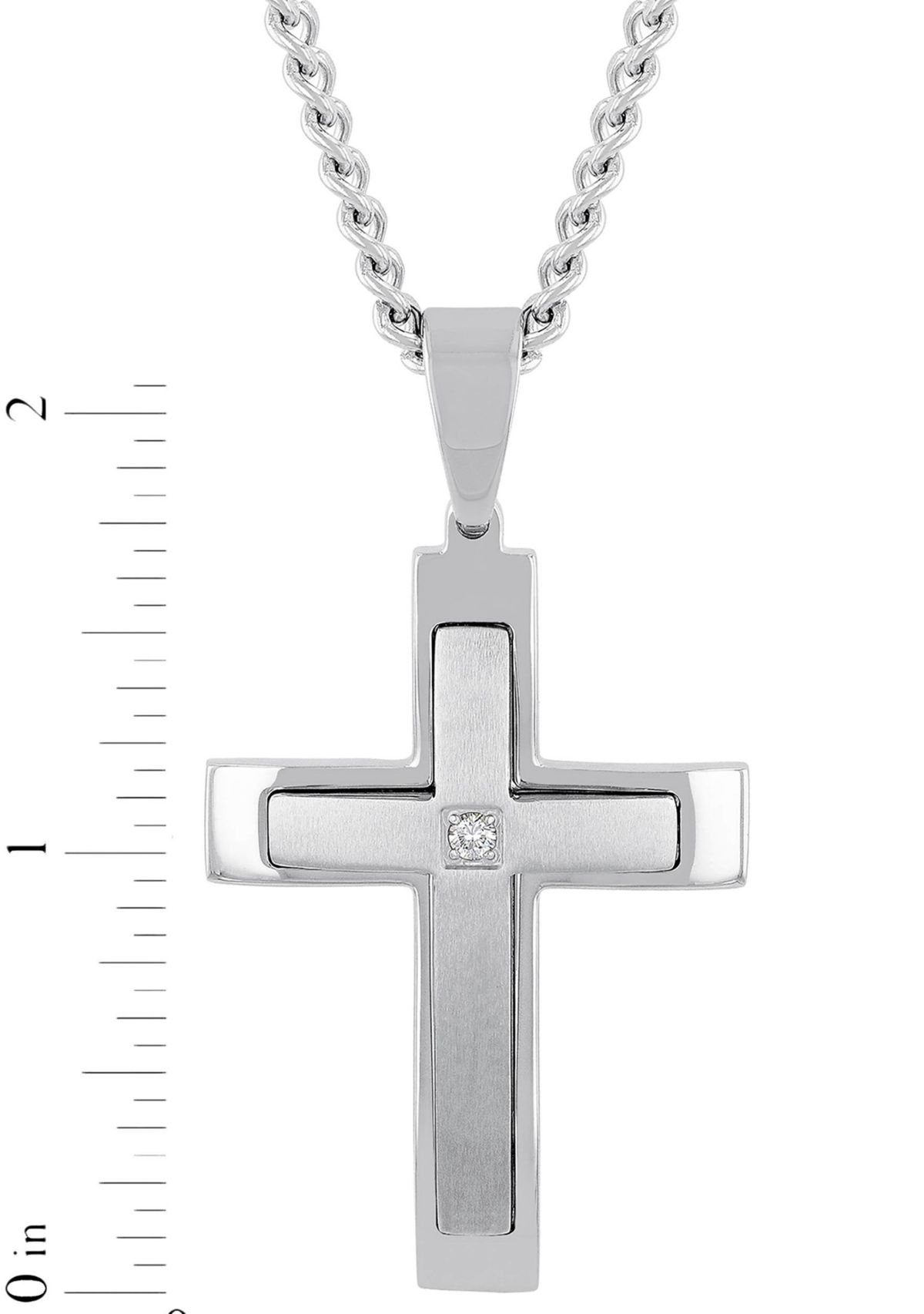 Lab Created .07 Lab Grown Diamond Accent Mens Stainless Steel Cross Pendant