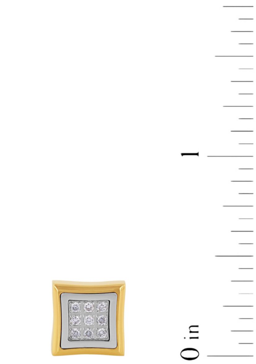 Lab Created 1/4CTW Lab Grown Diamond Mens Stainless Steel White and Yellow Two-tone Finish Stud Earrings