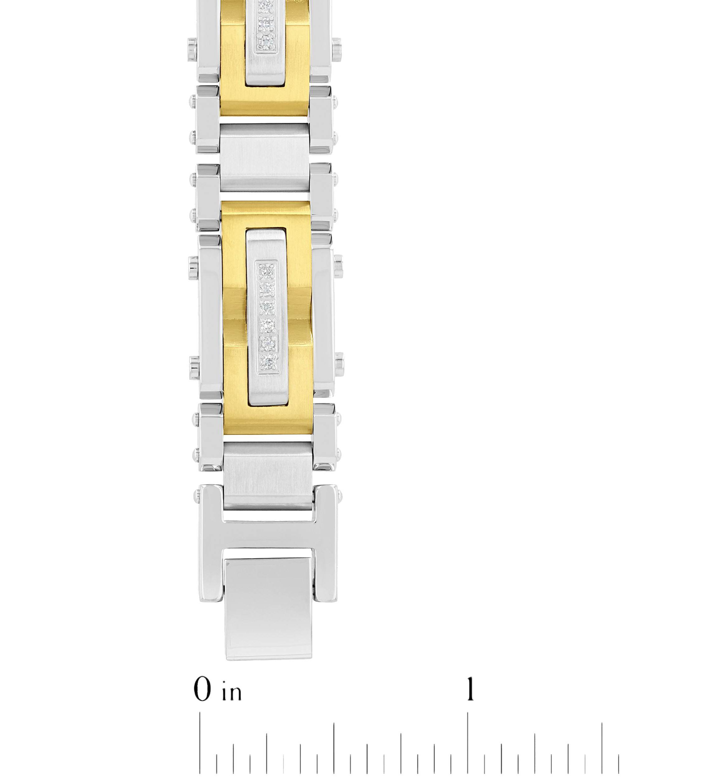 Lab Created 3/8CTW Lab Grown Diamond Mens Stainless Steel White and Yellow Two Tone Finish Link Bracelet