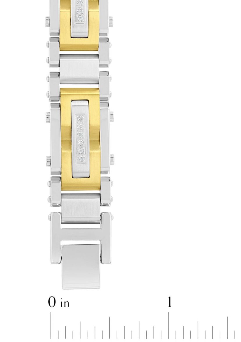 Lab Created 3/8CTW Lab Grown Diamond Mens Stainless Steel White and Yellow Two Tone Finish Link Bracelet