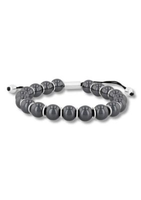 Belk & Co Men's Gray Hematite Bead And .925 Sterling Silver Bolo Bracelet