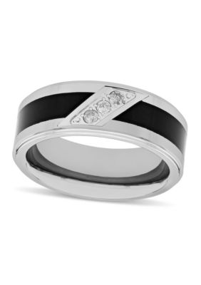 0.10 c.t.t.w Diamond 8mm Band in Tungsten and Black Resin