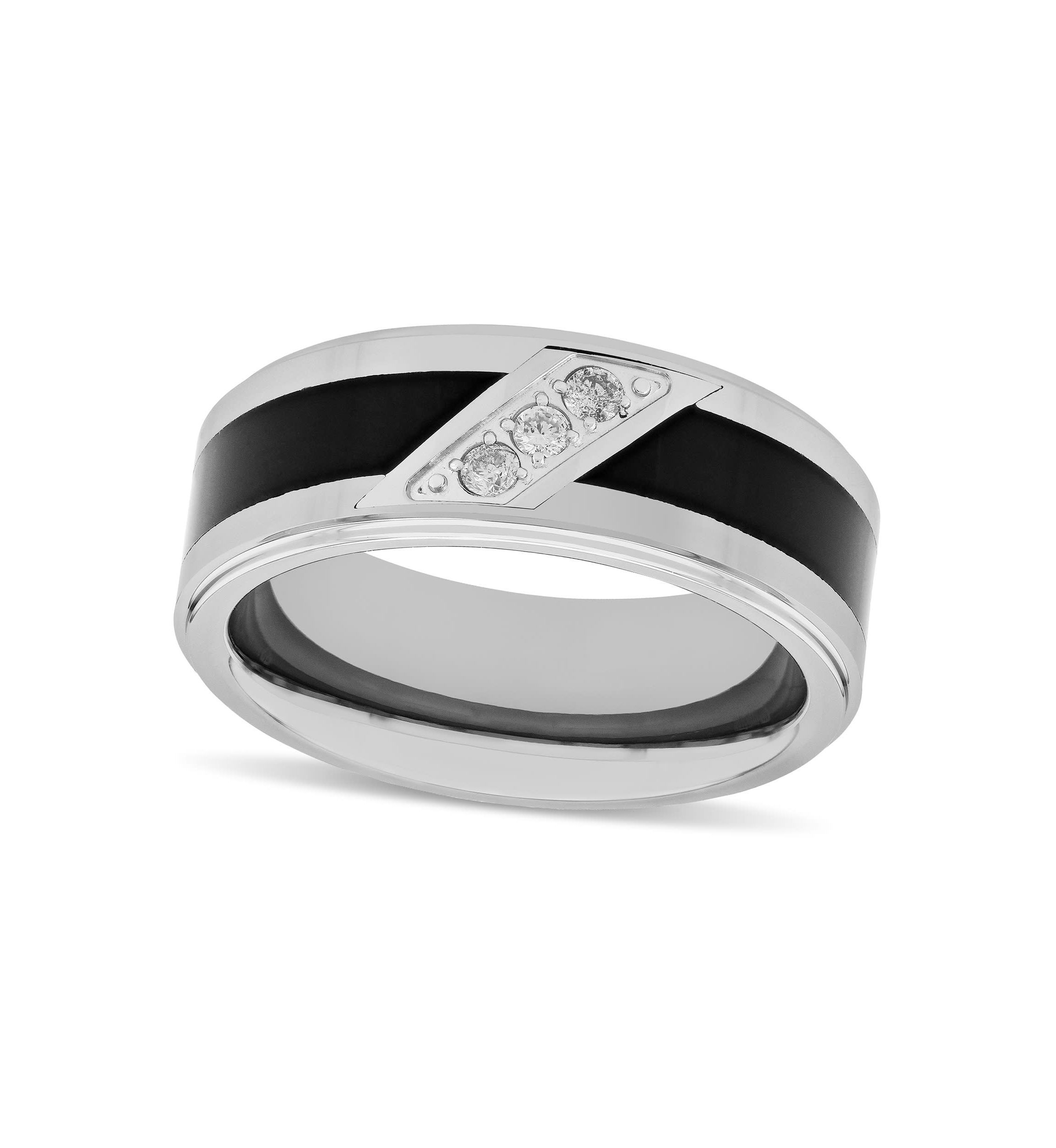 0.10 c.t.t.w Diamond 8mm Band in Tungsten and Black Resin